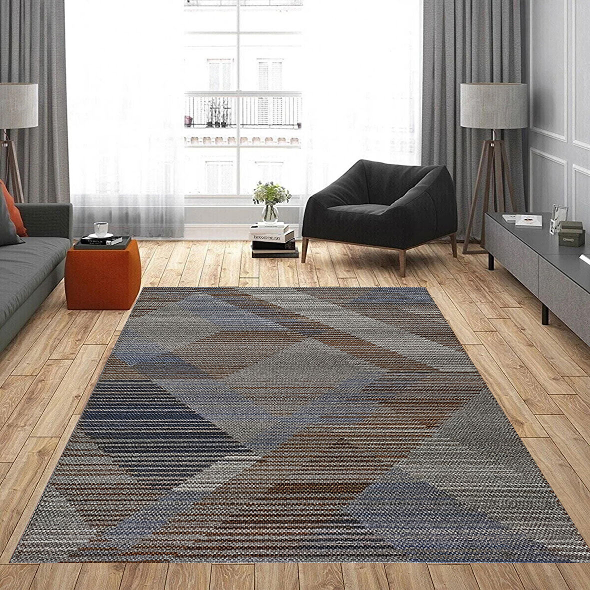 Rovigo Home Dijital Baskı Yıkanabilir Kaymaz Taban Salon Halısı Ve Yolluk RVG0955-FNL204