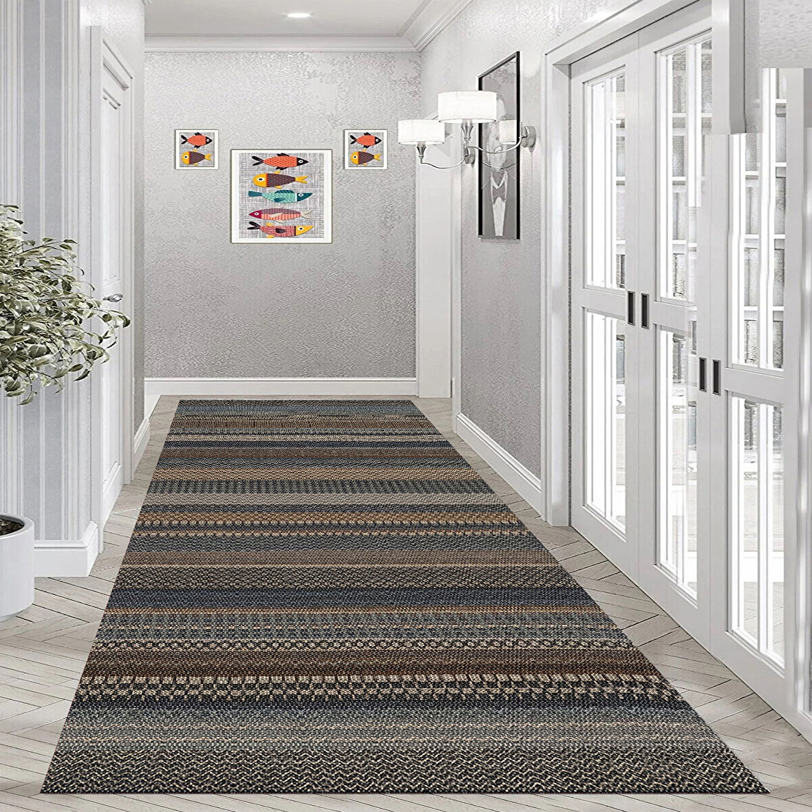 Rovigo Home Dijital Baskı Yıkanabilir Kaymaz Taban Salon Halısı Ve Yolluk RVG0960-FNL209