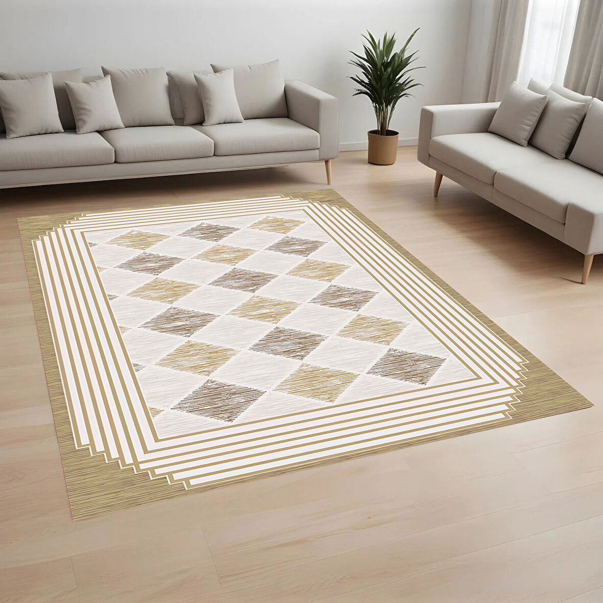 Rovigo Home Dijital Baskı Yıkanabilir Kaymaz Taban Salon Halısı Ve Yolluk RVG0988-FNL238