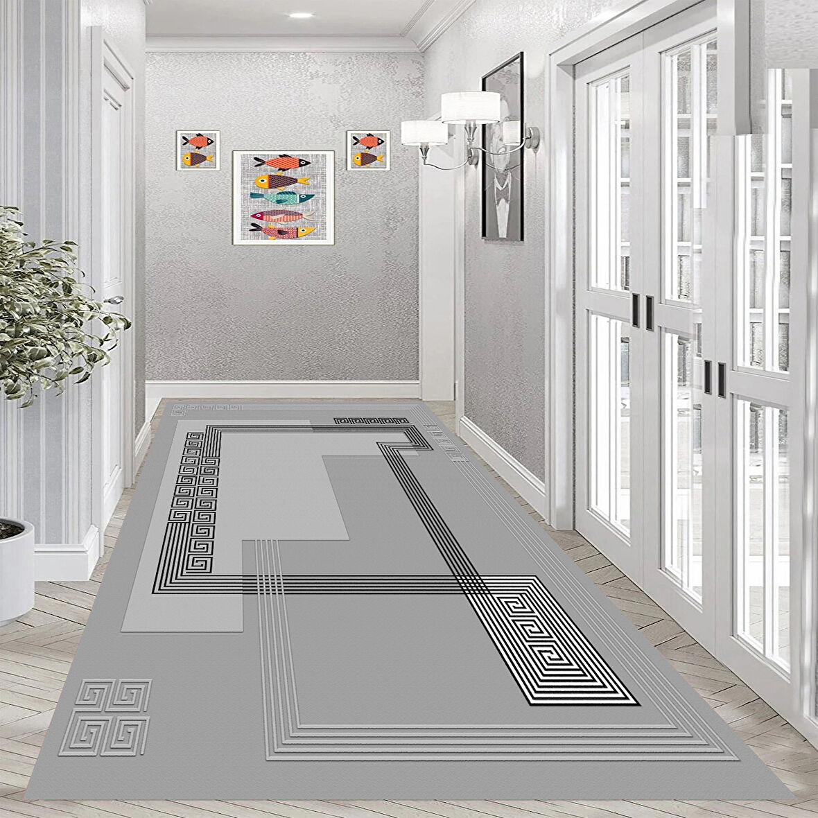 Rovigo Home Dijital Baskı Yıkanabilir Kaymaz Taban Salon Halısı Ve Yolluk RVG0991-FNL241