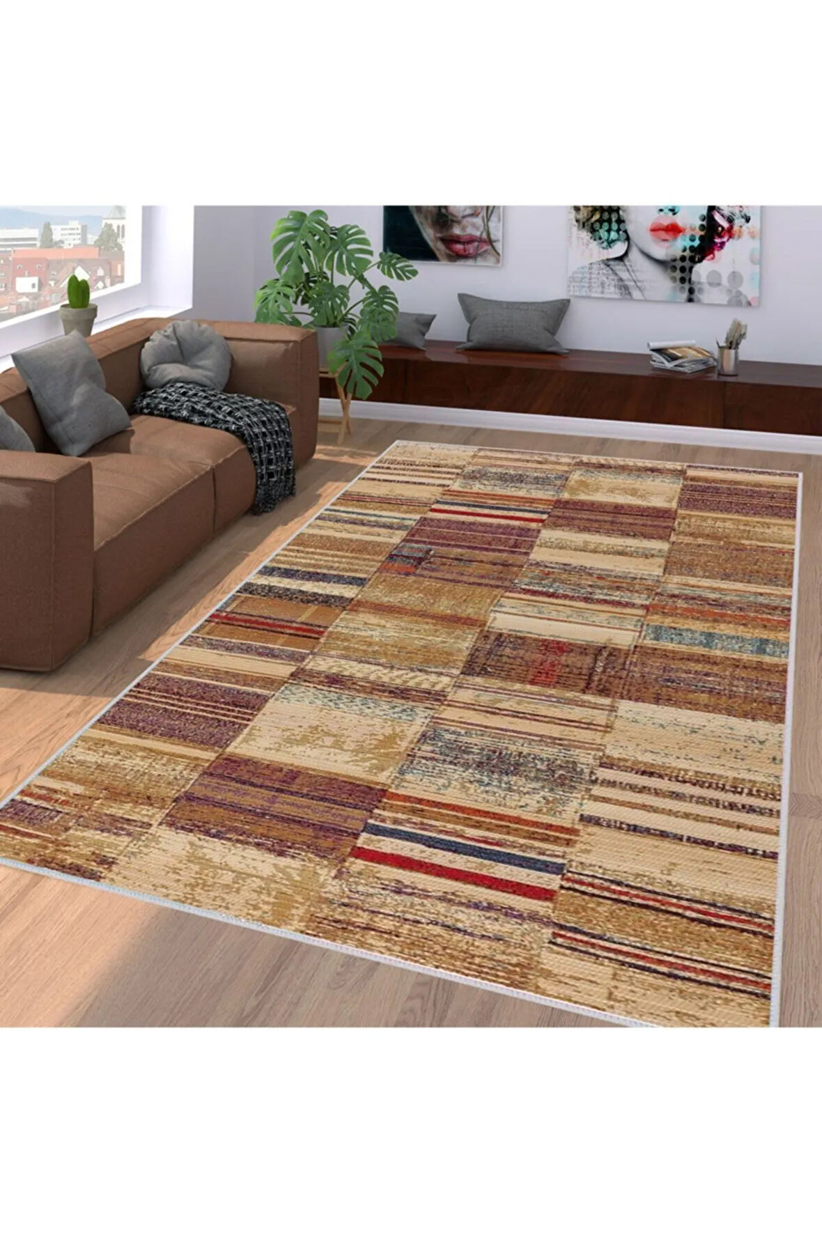 Dijital Baskı Yıkanabilir Kaymaz Taban Salon Halısı Ve Yolluk RVG1252