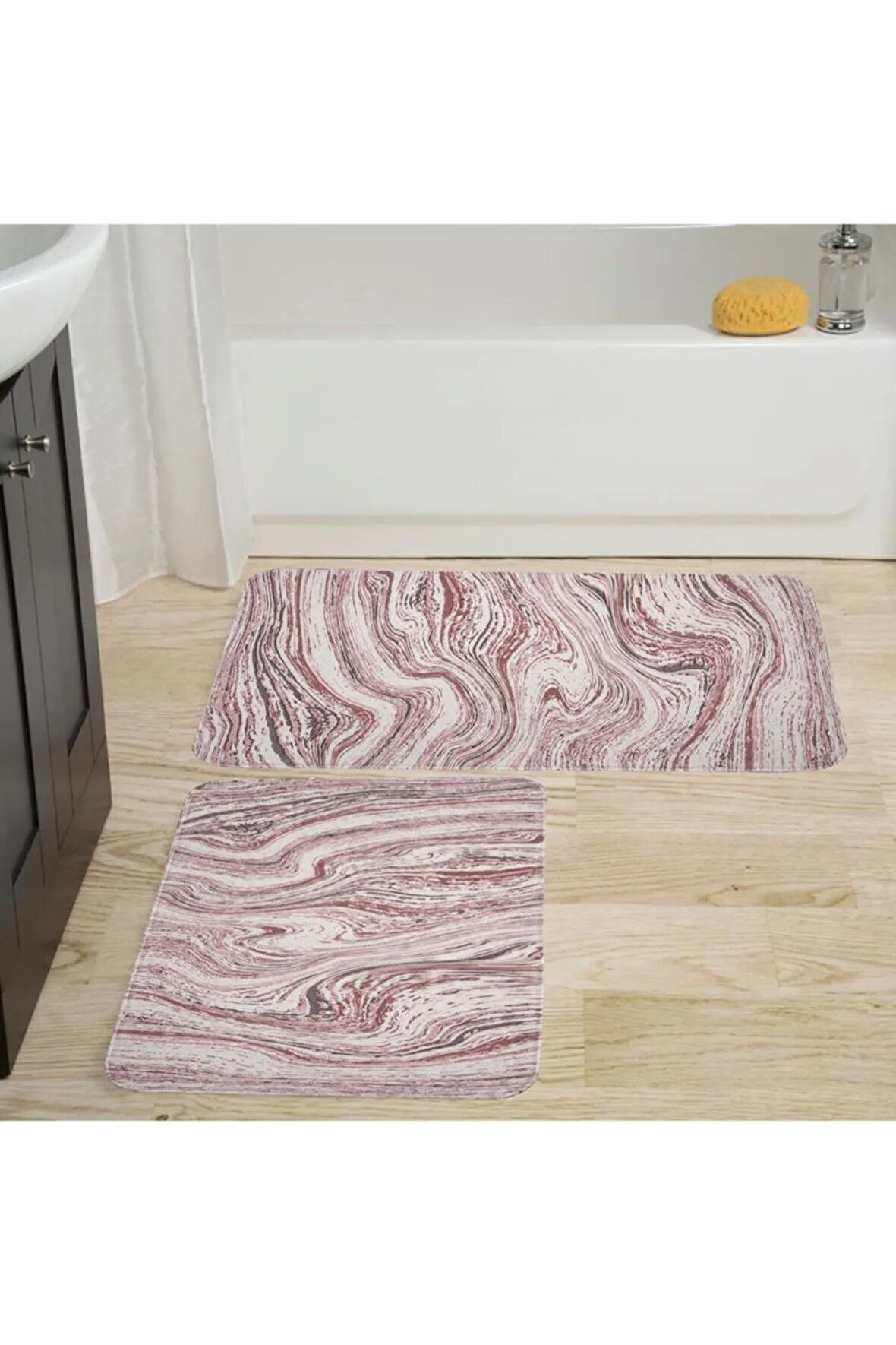 Dijital Baskı Yıkanabilir Kaymaz 2'li Banyo Paspası  RVG5002