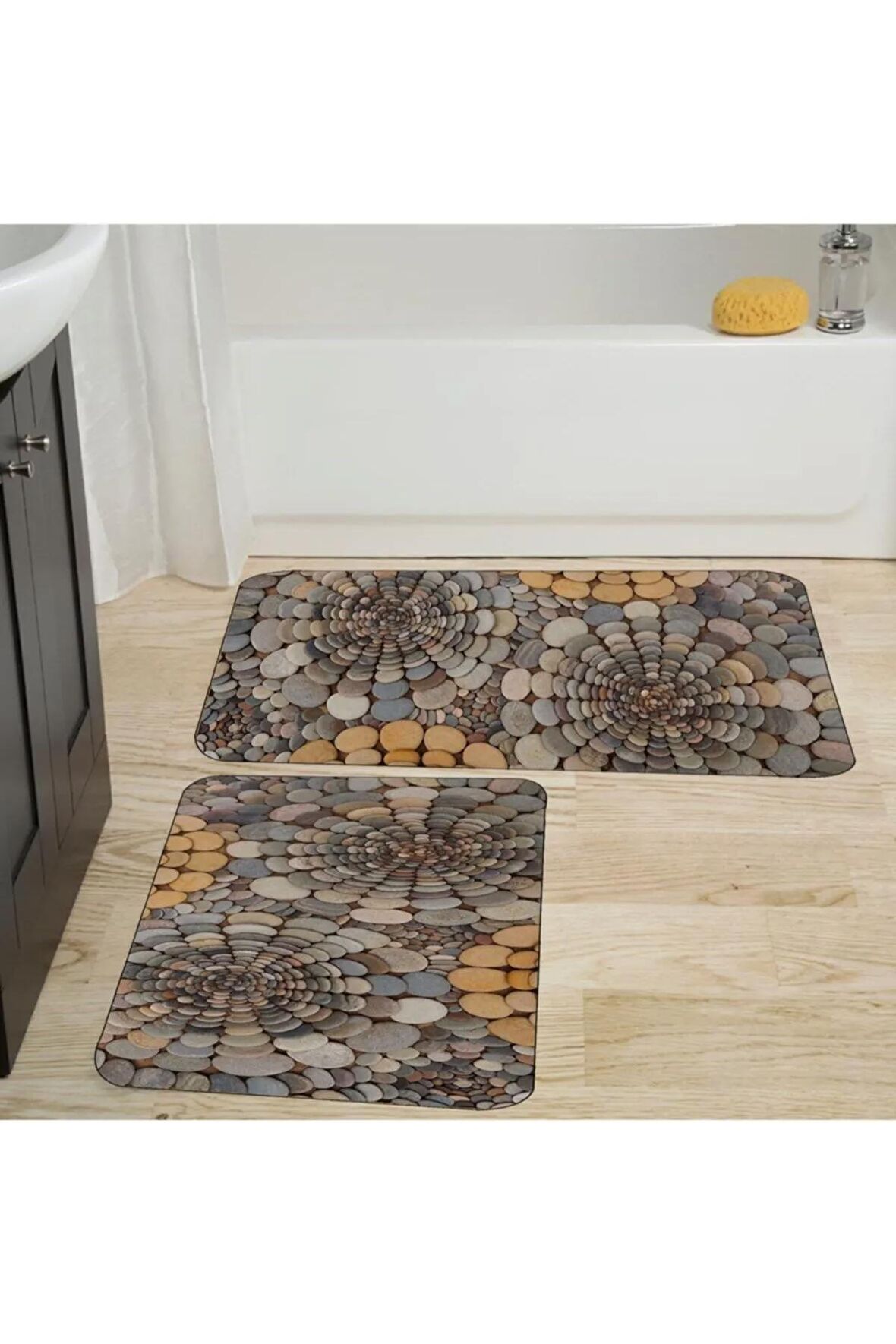 Dijital Baskı Yıkanabilir Kaymaz 2'li Banyo Paspası  RVG5010