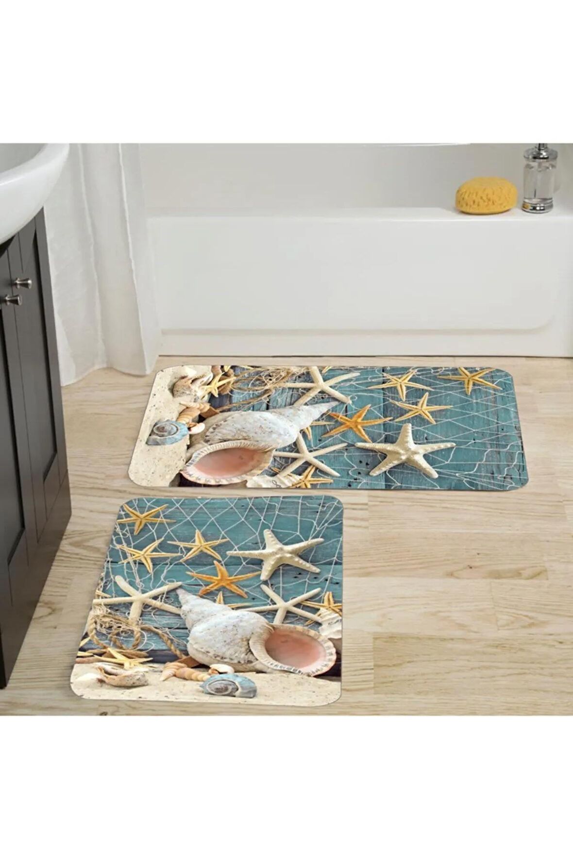 Dijital Baskı Yıkanabilir Kaymaz 2'li Banyo Paspası  RVG5012