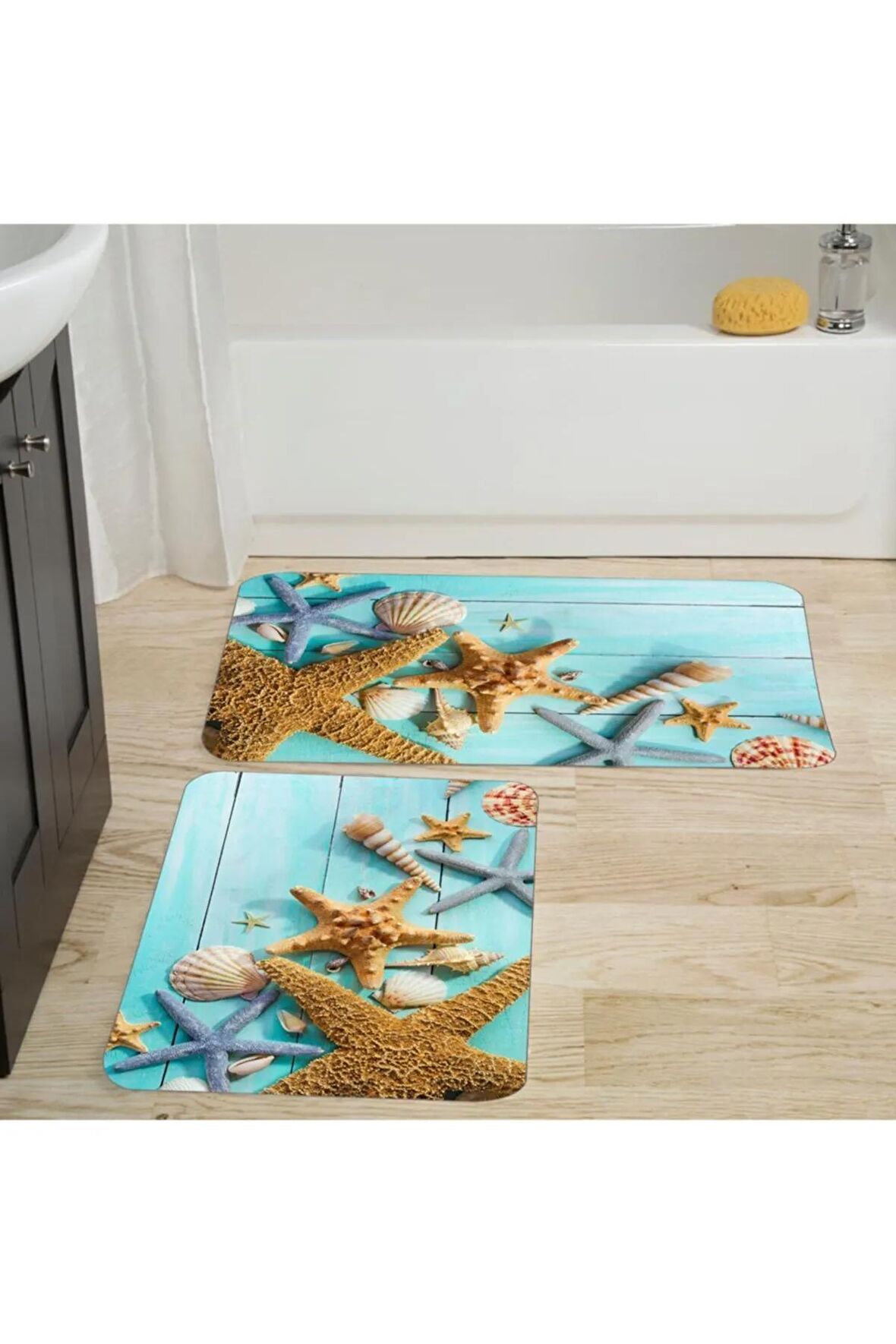 Dijital Baskı Yıkanabilir Kaymaz 2'li Banyo Paspası  RVG5017