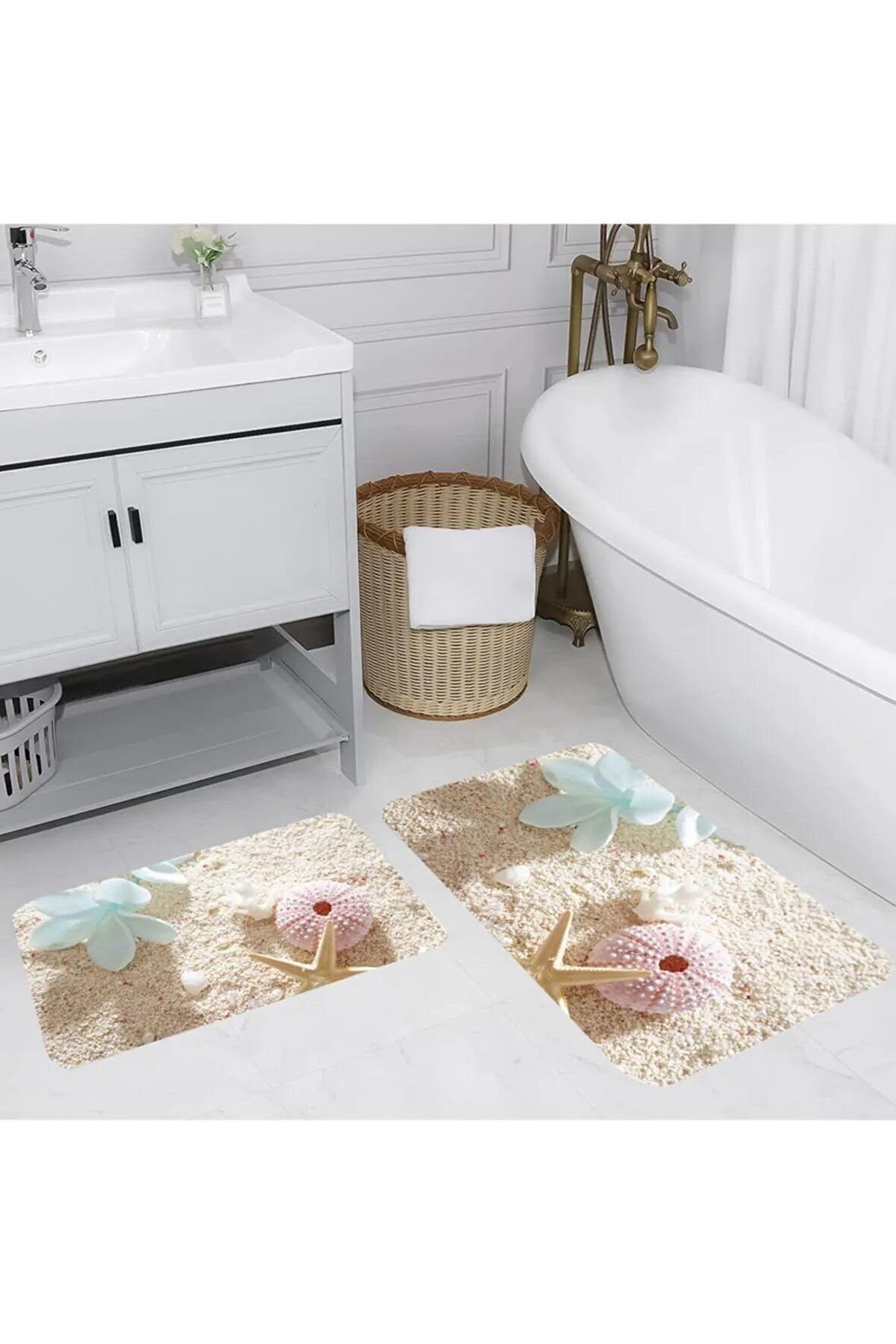 Dijital Baskı Yıkanabilir Kaymaz 2'li Banyo Paspası  RVG5023