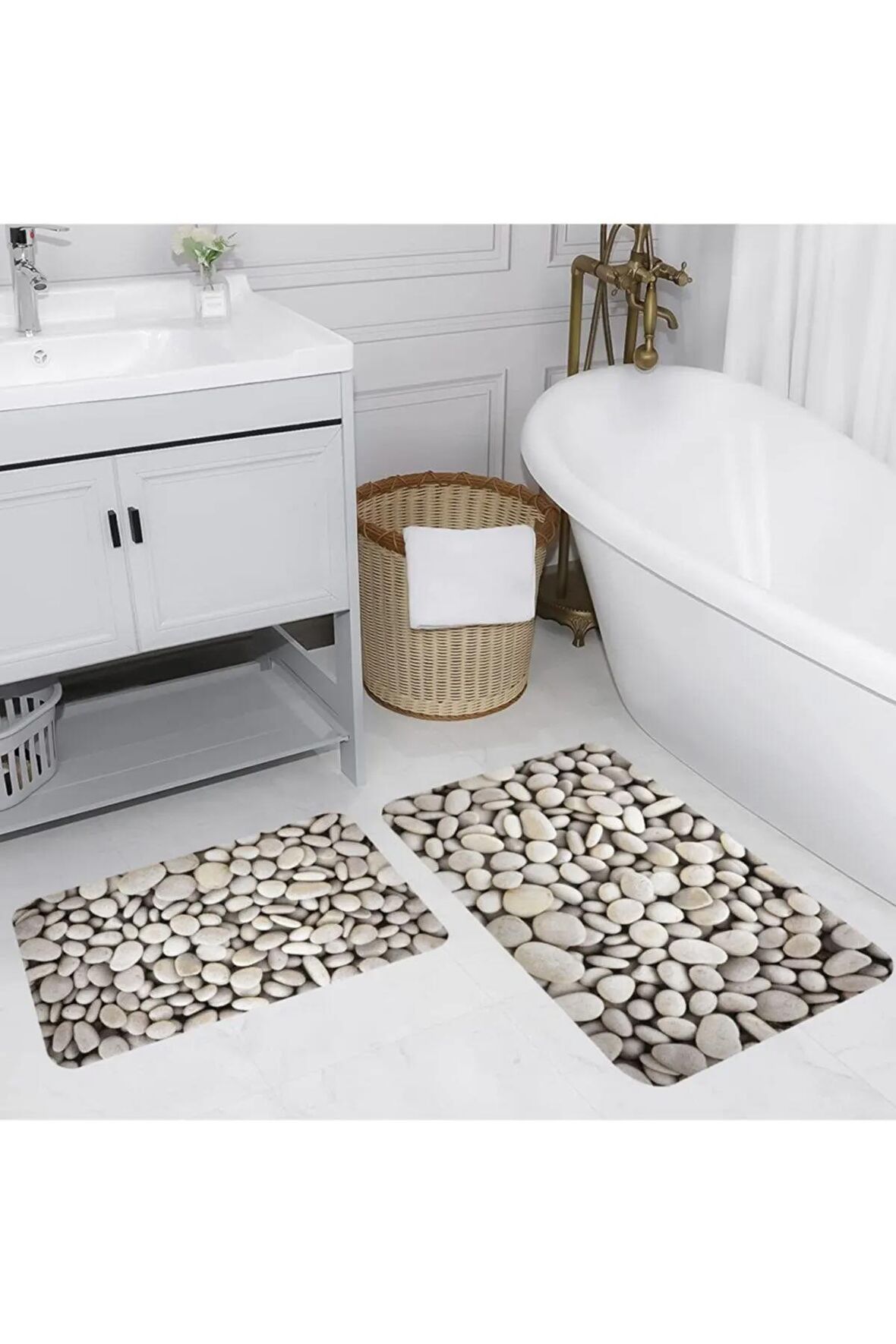 Dijital Baskı Yıkanabilir Kaymaz 2'li Banyo Paspası  RVG5026