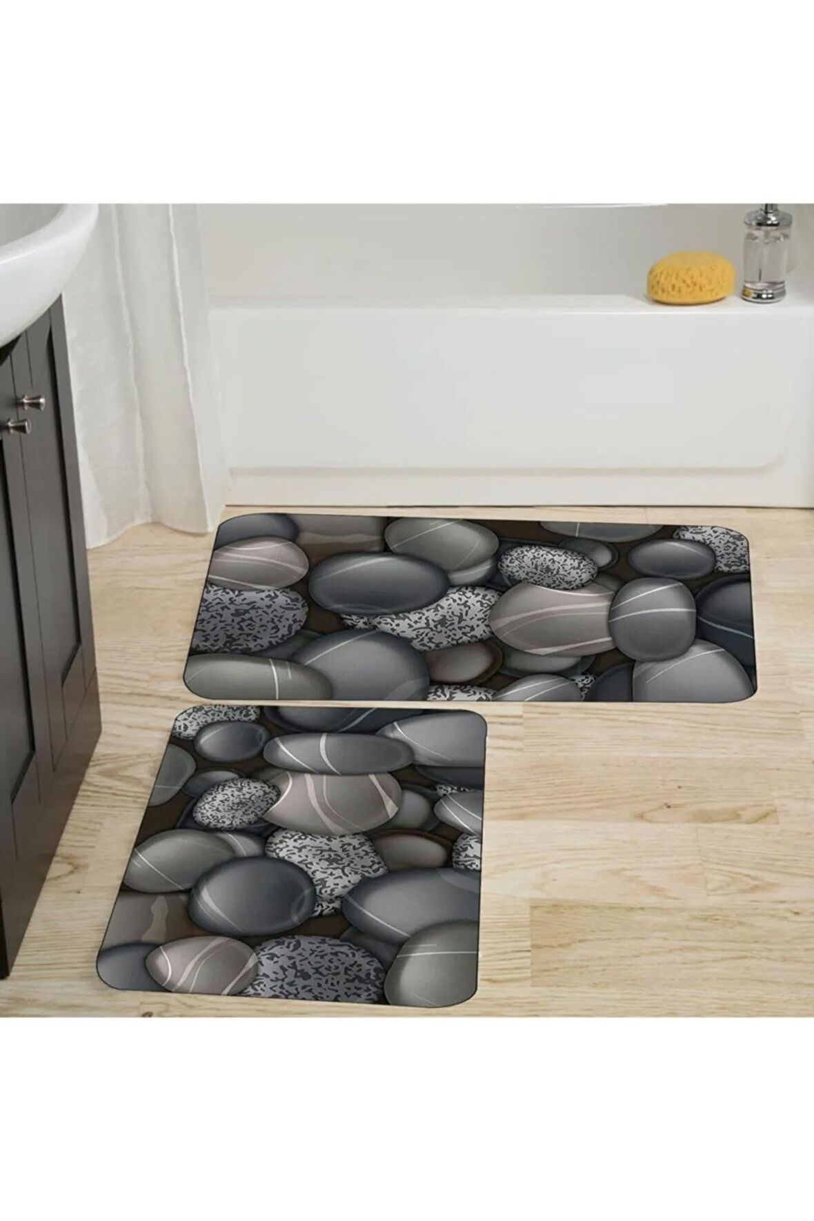 Dijital Baskı Yıkanabilir Kaymaz 2'li Banyo Paspası  RVG5028