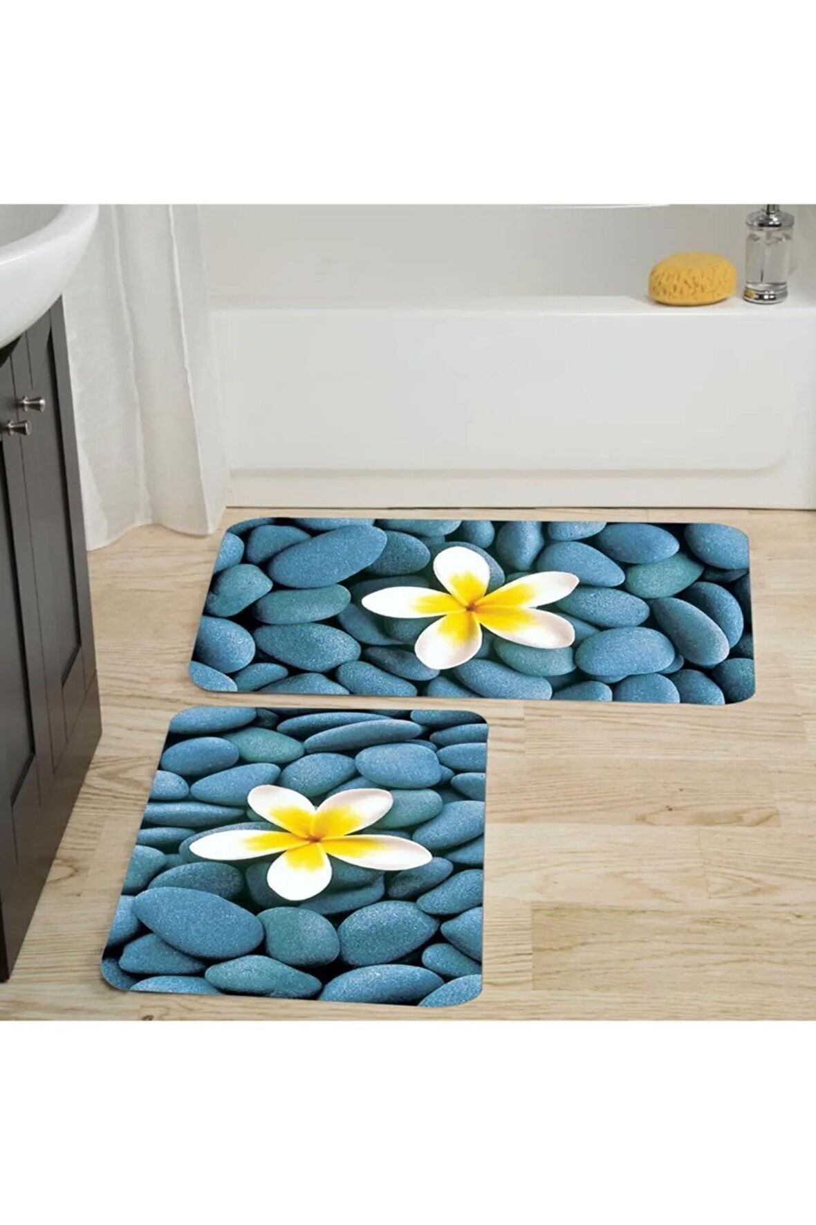 Dijital Baskı Yıkanabilir Kaymaz 2'li Banyo Paspası  RVG5029