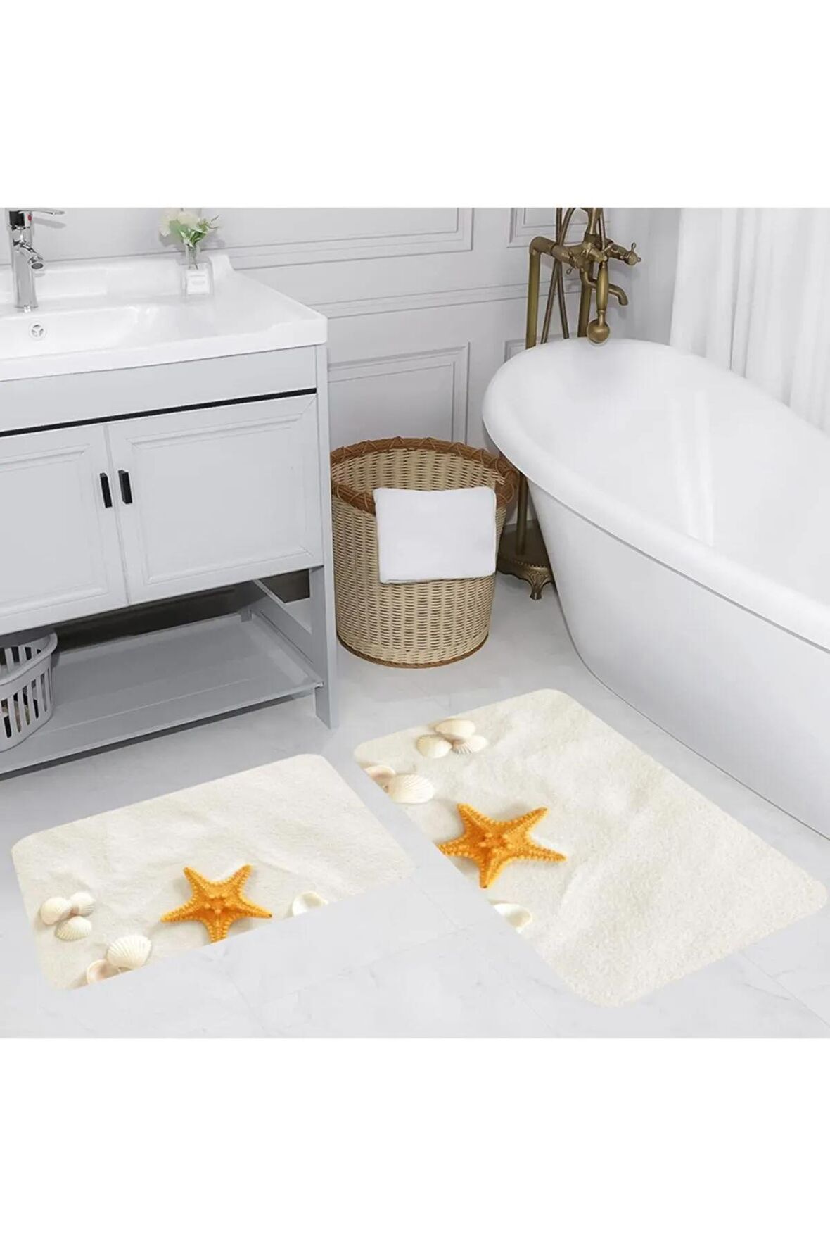 Dijital Baskı Yıkanabilir Kaymaz 2'li Banyo Paspası  RVG5044