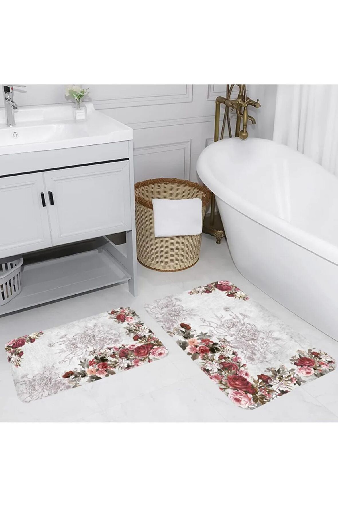 Dijital Baskı Yıkanabilir Kaymaz 2'li Banyo Paspası  RVG5068