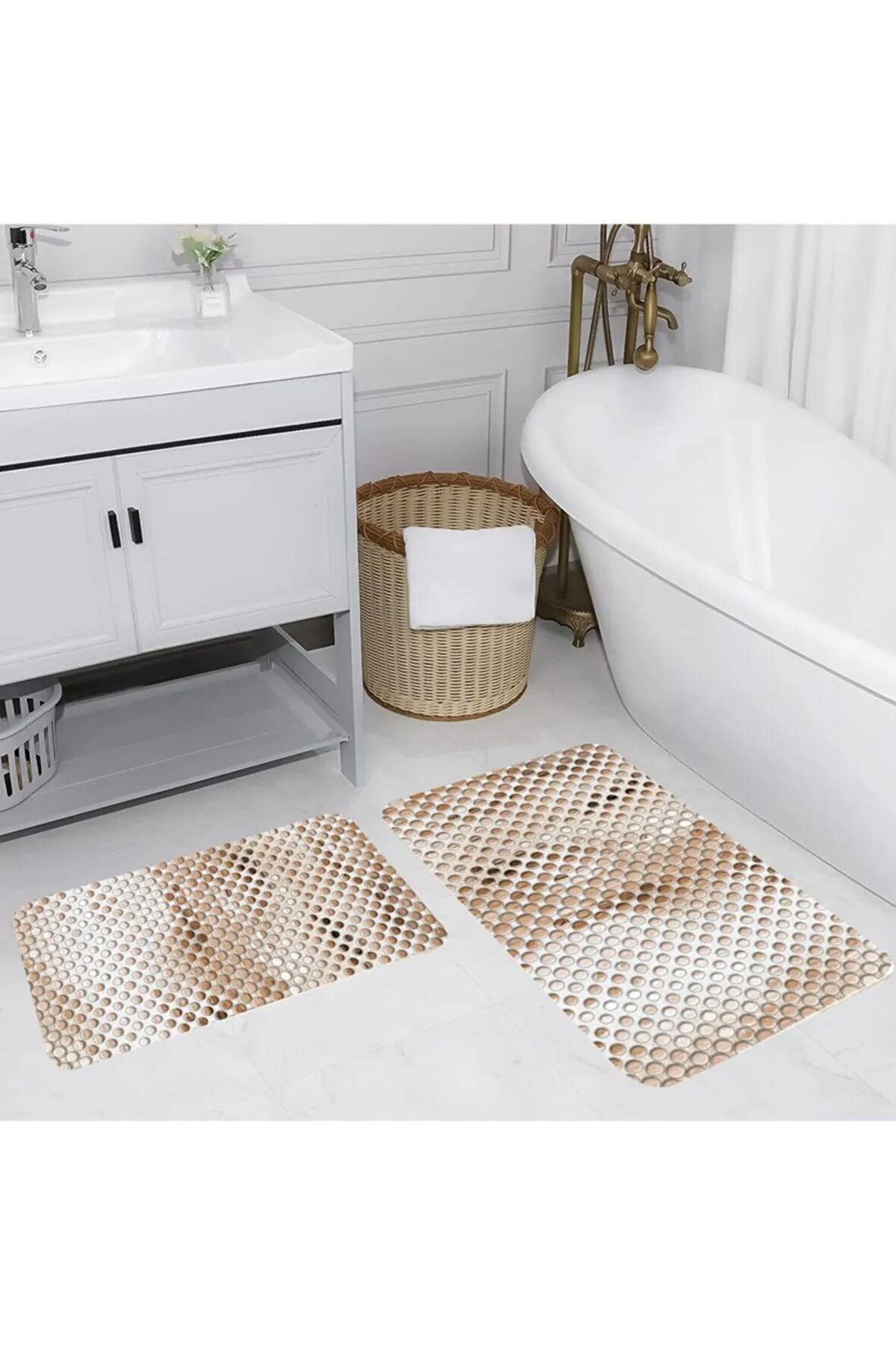 Dijital Baskı Yıkanabilir Kaymaz 2'li Banyo Paspası  RVG5103