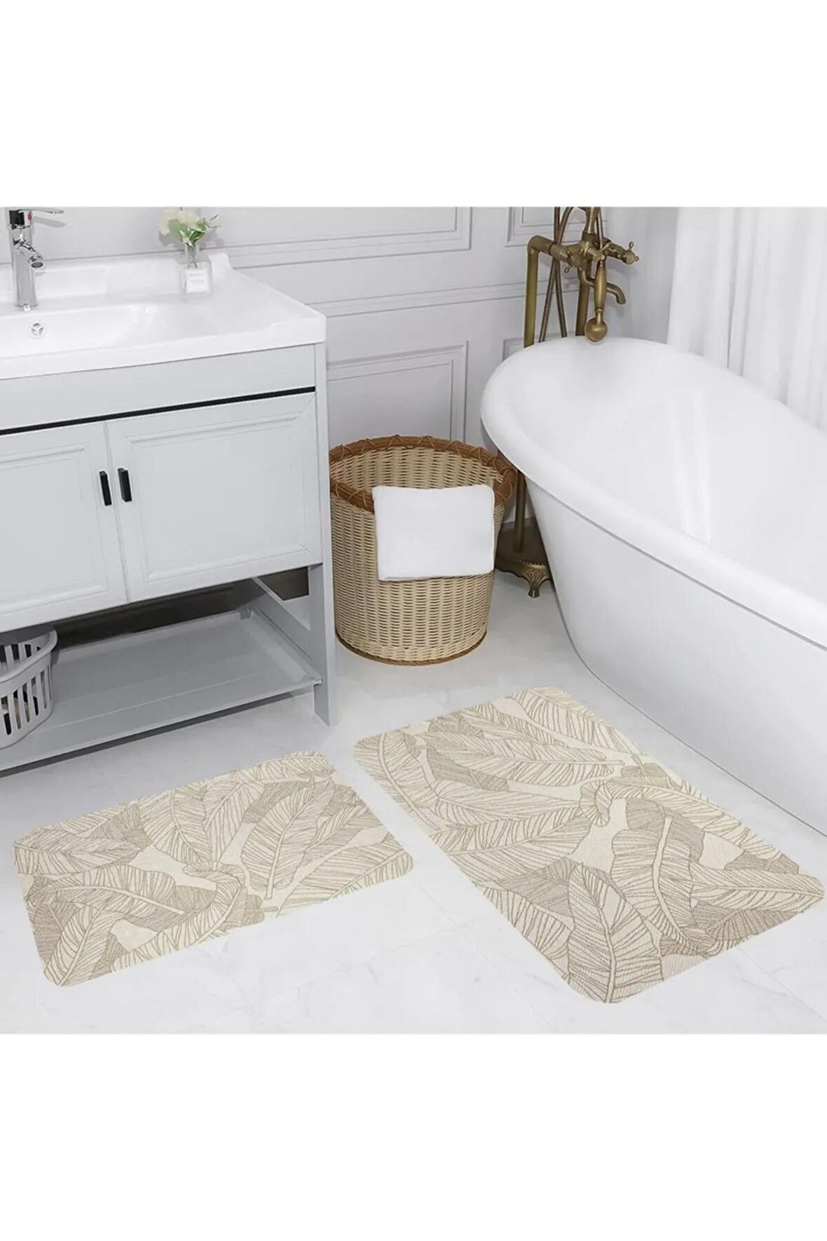 Dijital Baskı Yıkanabilir Kaymaz 2'li Banyo Paspası  RVG5136
