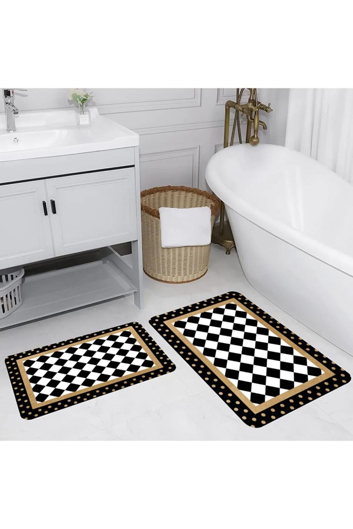 Dijital Baskı Yıkanabilir Kaymaz 2'li Banyo Paspası  RVG5146