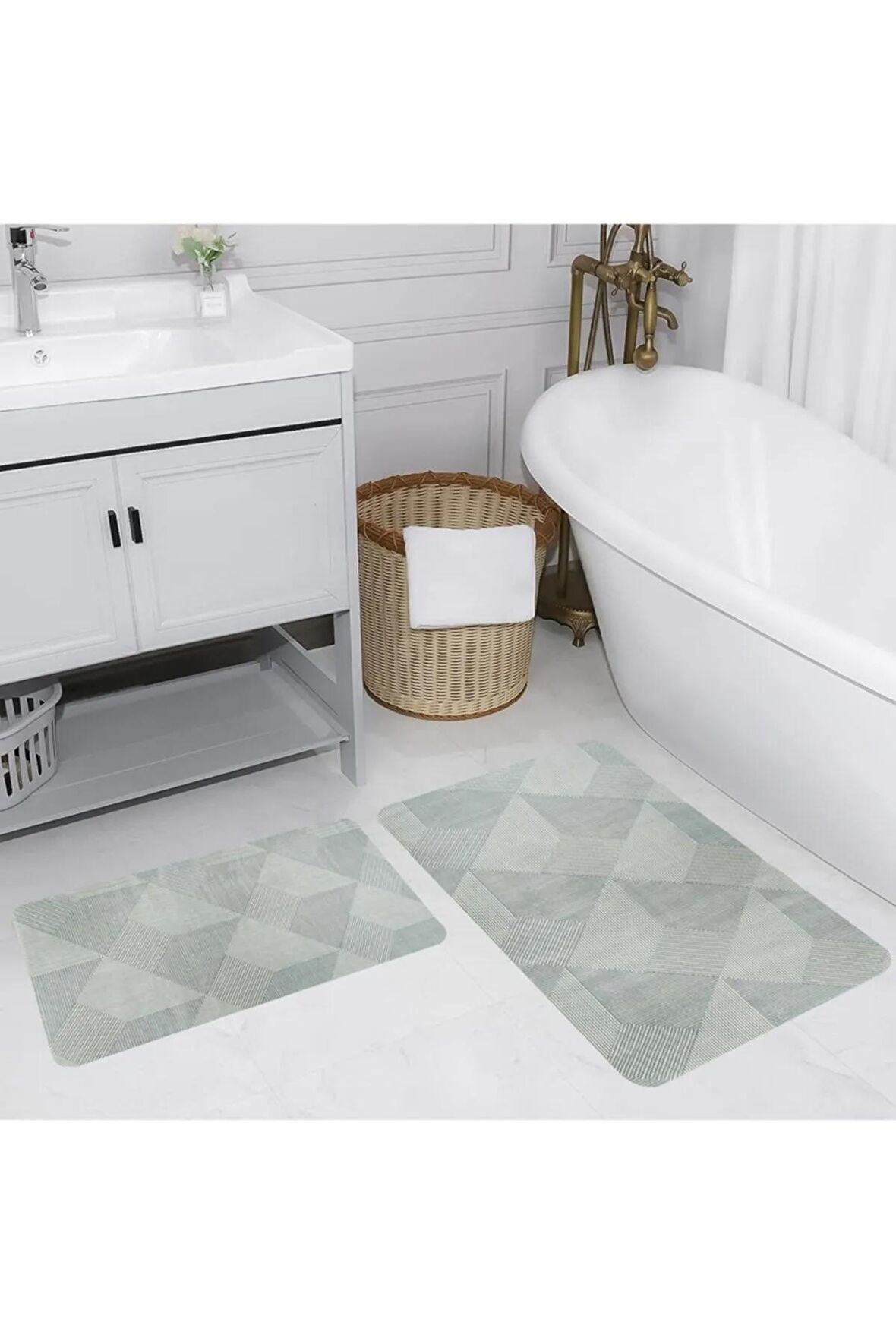 Dijital Baskı Yıkanabilir Kaymaz 2'li Banyo Paspası  RVG5172