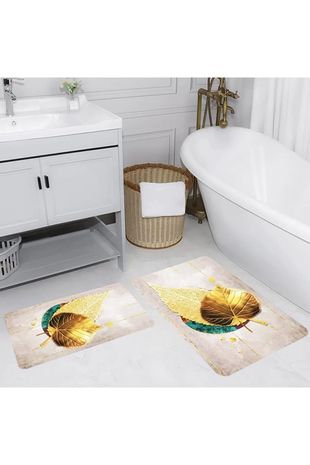 Dijital Baskı Yıkanabilir Kaymaz 2'li Banyo Paspası  RVG5174