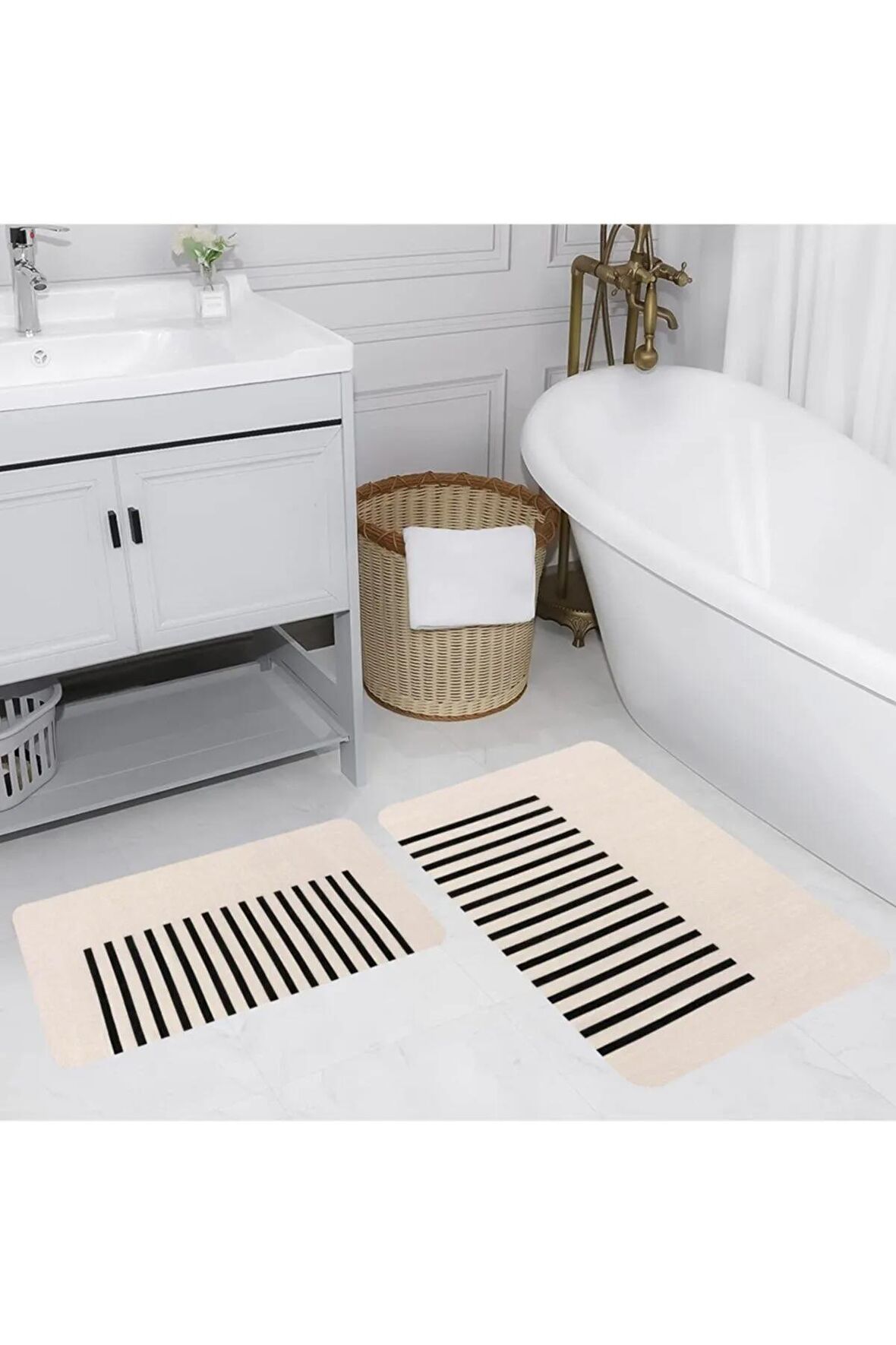 Dijital Baskı Yıkanabilir Kaymaz 2'li Banyo Paspası  RVG5190