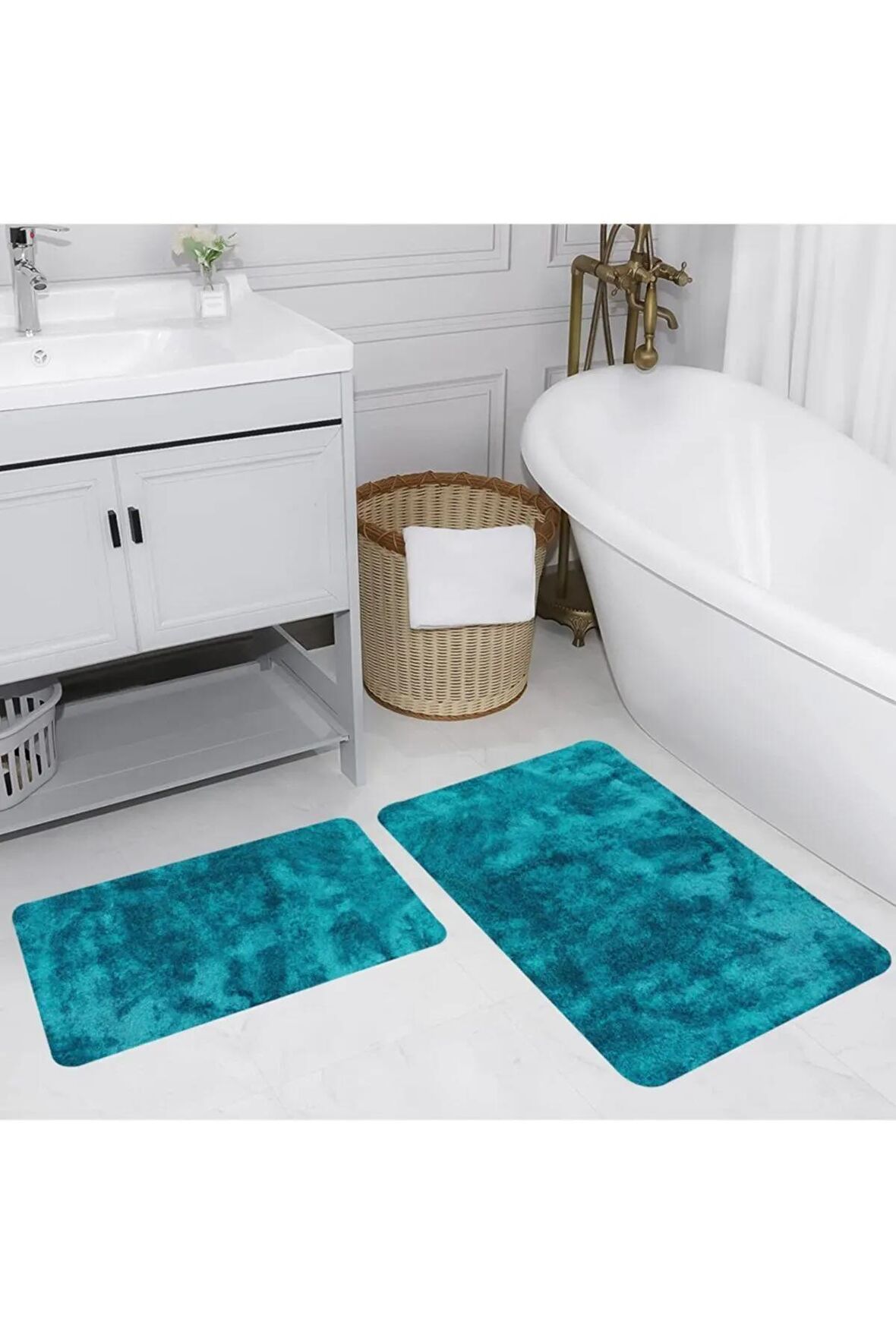 Dijital Baskı Yıkanabilir Kaymaz 2'li Banyo Paspası  RVG5194