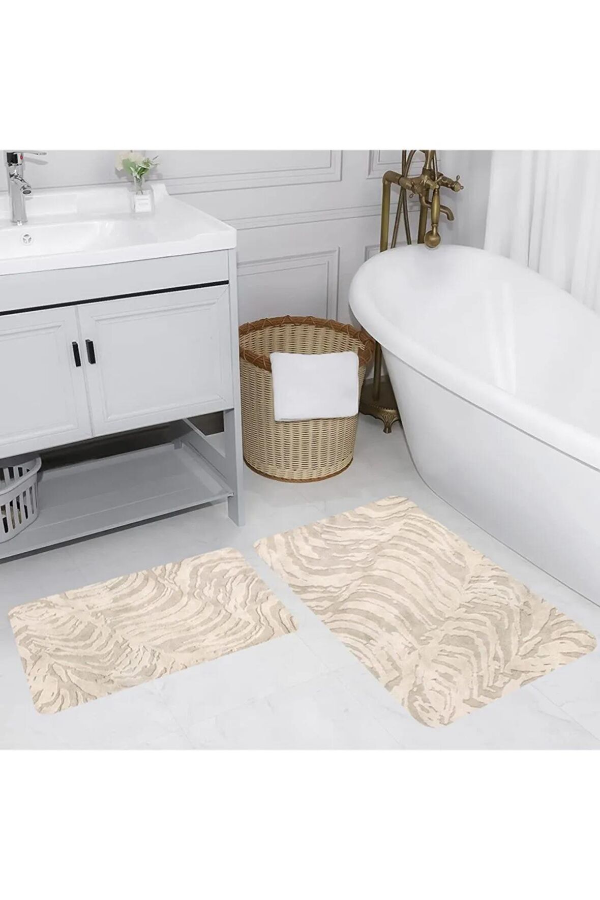 Dijital Baskı Yıkanabilir Kaymaz 2'li Banyo Paspası  RVG5208