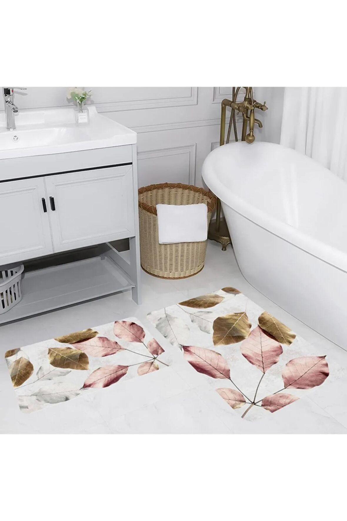 Dijital Baskı Yıkanabilir Kaymaz 2'li Banyo Paspası  RVG5212