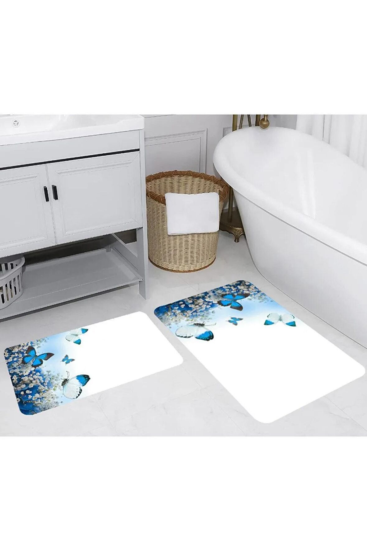 Dijital Baskı Yıkanabilir Kaymaz 2'li Banyo Paspası  RVG5250