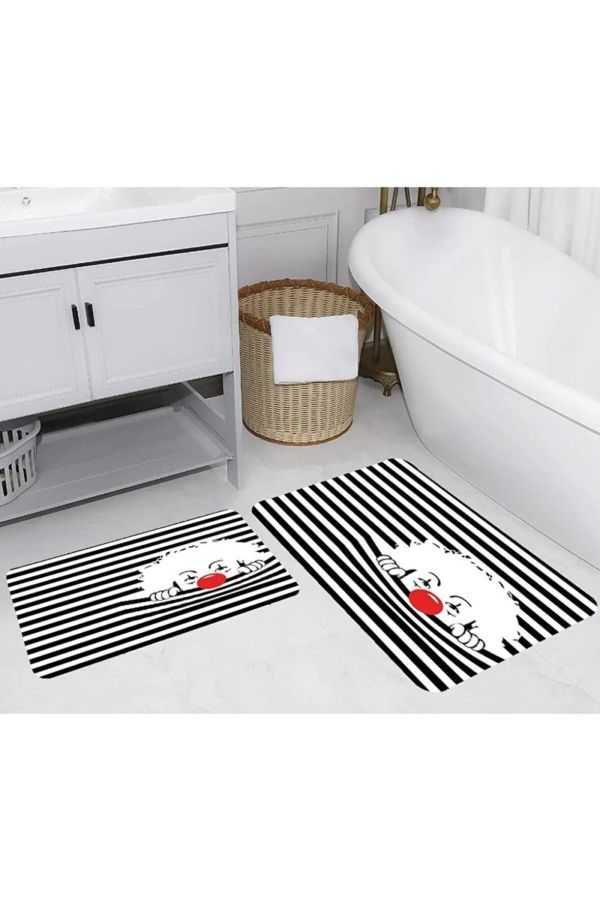 Dijital Baskı Yıkanabilir Kaymaz 2'li Banyo Paspası  RVG5264