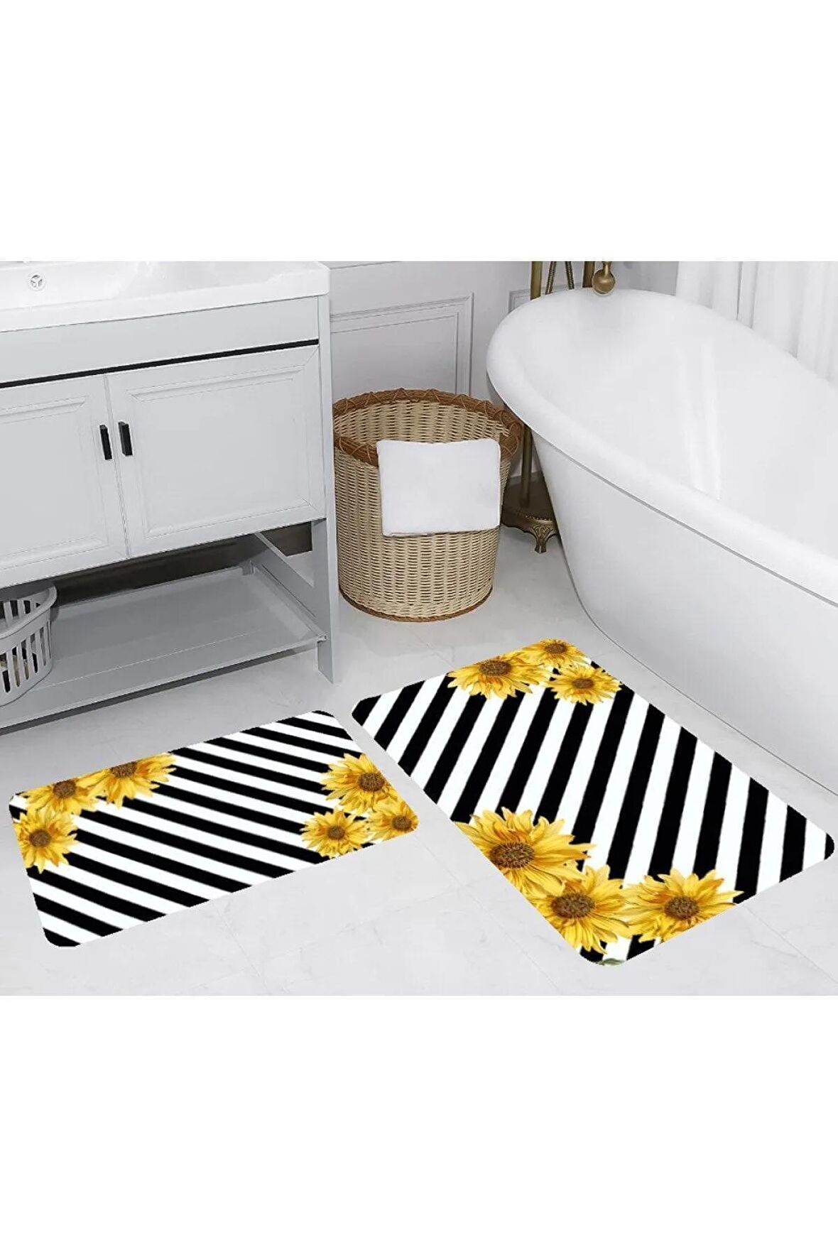 Dijital Baskı Yıkanabilir Kaymaz 2'li Banyo Paspası  RVG5269