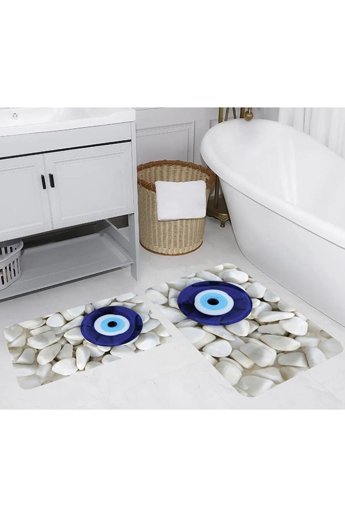 Dijital Baskı Yıkanabilir Kaymaz 2'li Banyo Paspası  RVG5286