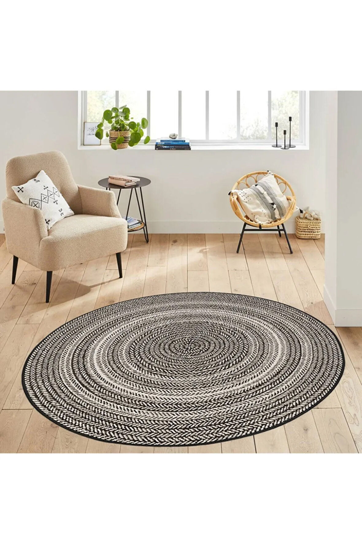 Dijital Baskı Yıkanabilir Kaymaz Taban Yuvarlak Halı RVG7003