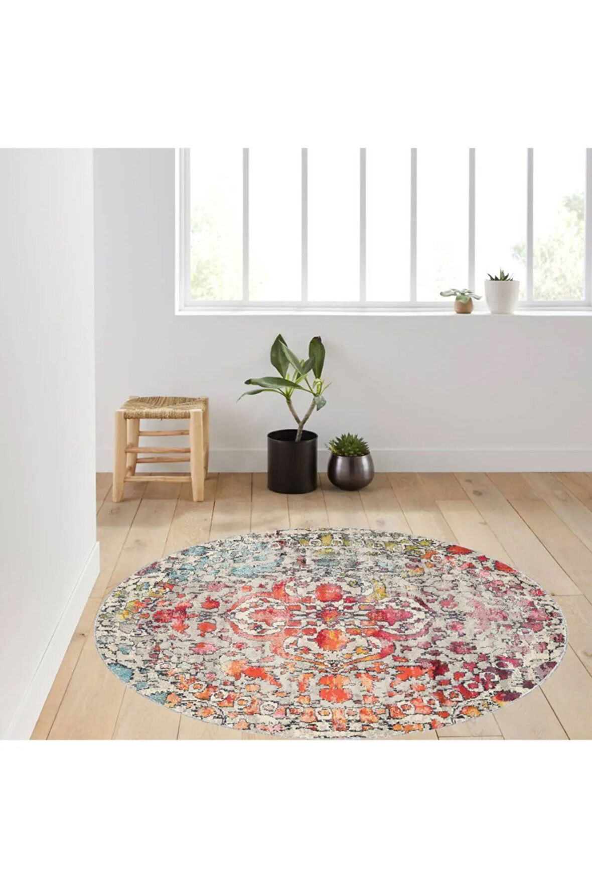 Dijital Baskı Yıkanabilir Kaymaz Taban Yuvarlak Halı RVG7018