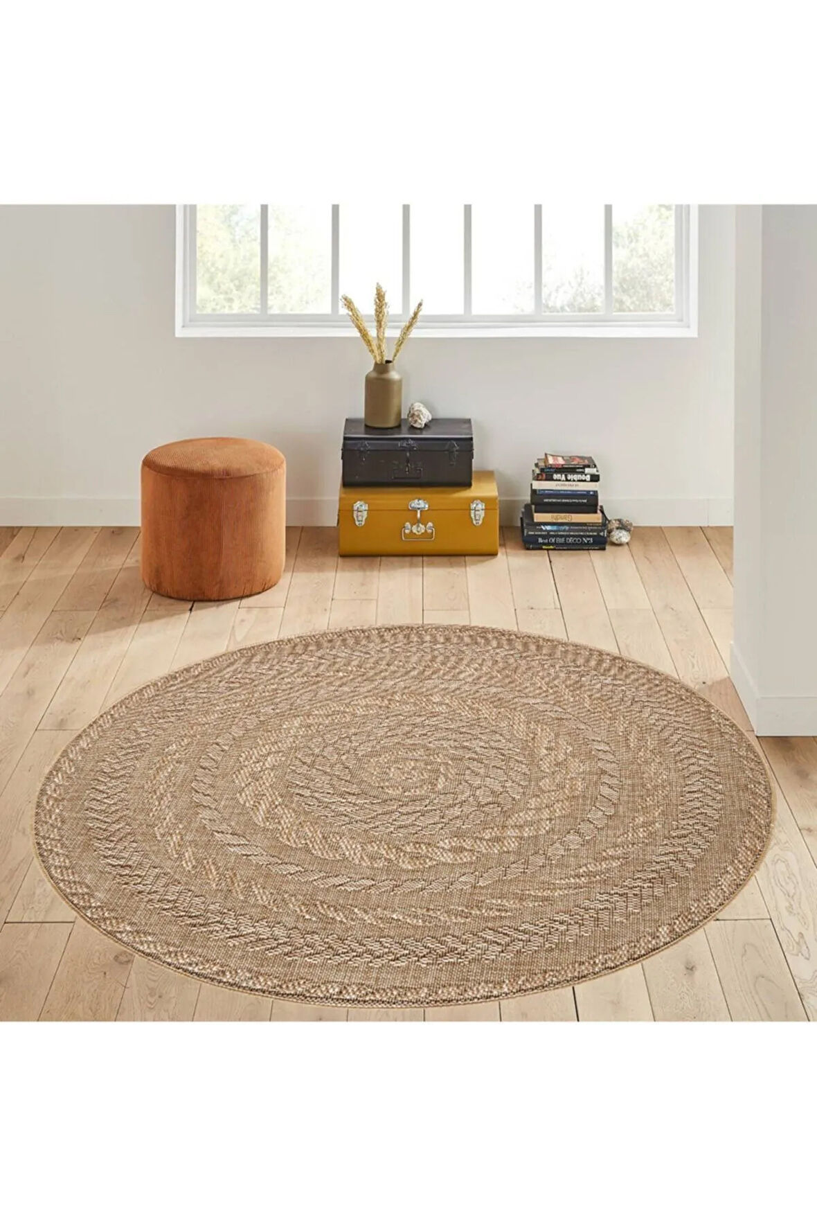 Dijital Baskı Yıkanabilir Kaymaz Taban Yuvarlak Halı RVG7054