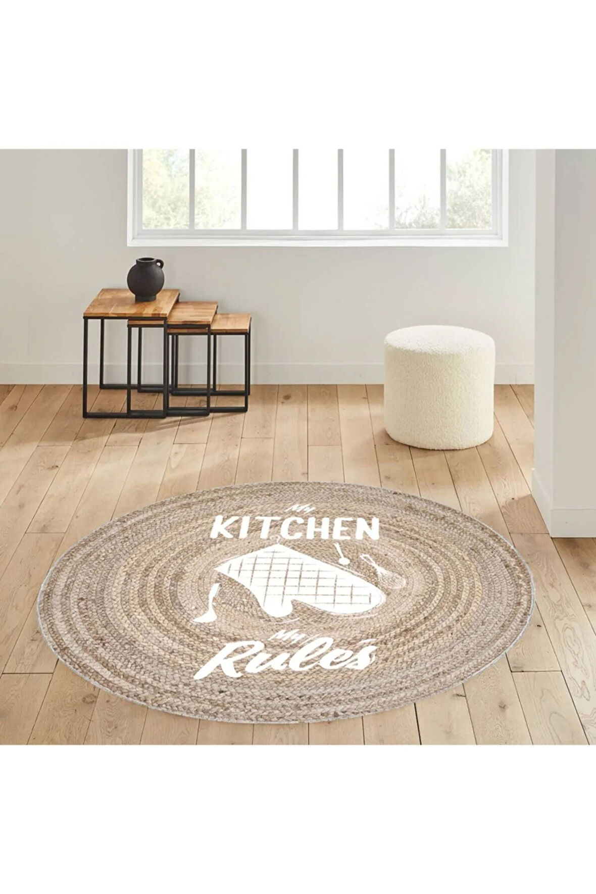Dijital Baskı Yıkanabilir Kaymaz Taban Yuvarlak Halı RVG7055-SD351