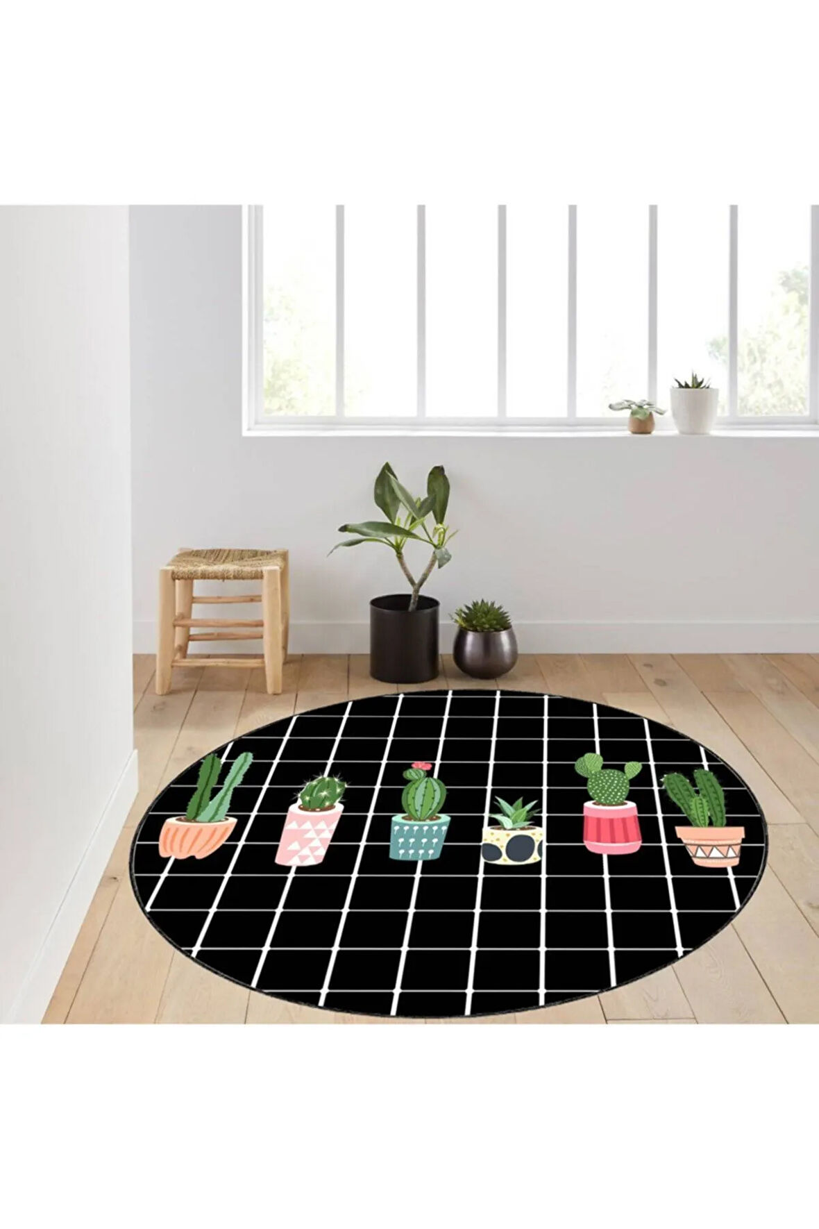 Dijital Baskı Yıkanabilir Kaymaz Taban Yuvarlak Halı RVG7131