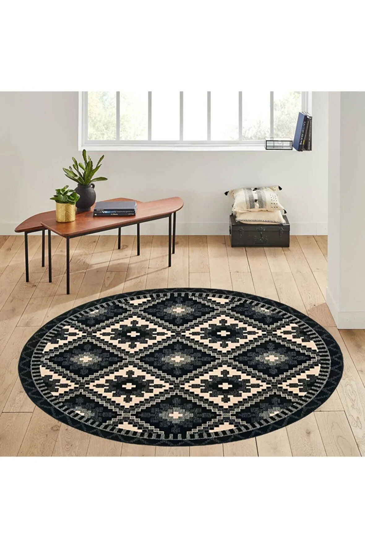 Dijital Baskı Yıkanabilir Kaymaz Taban Yuvarlak Halı RVG7173