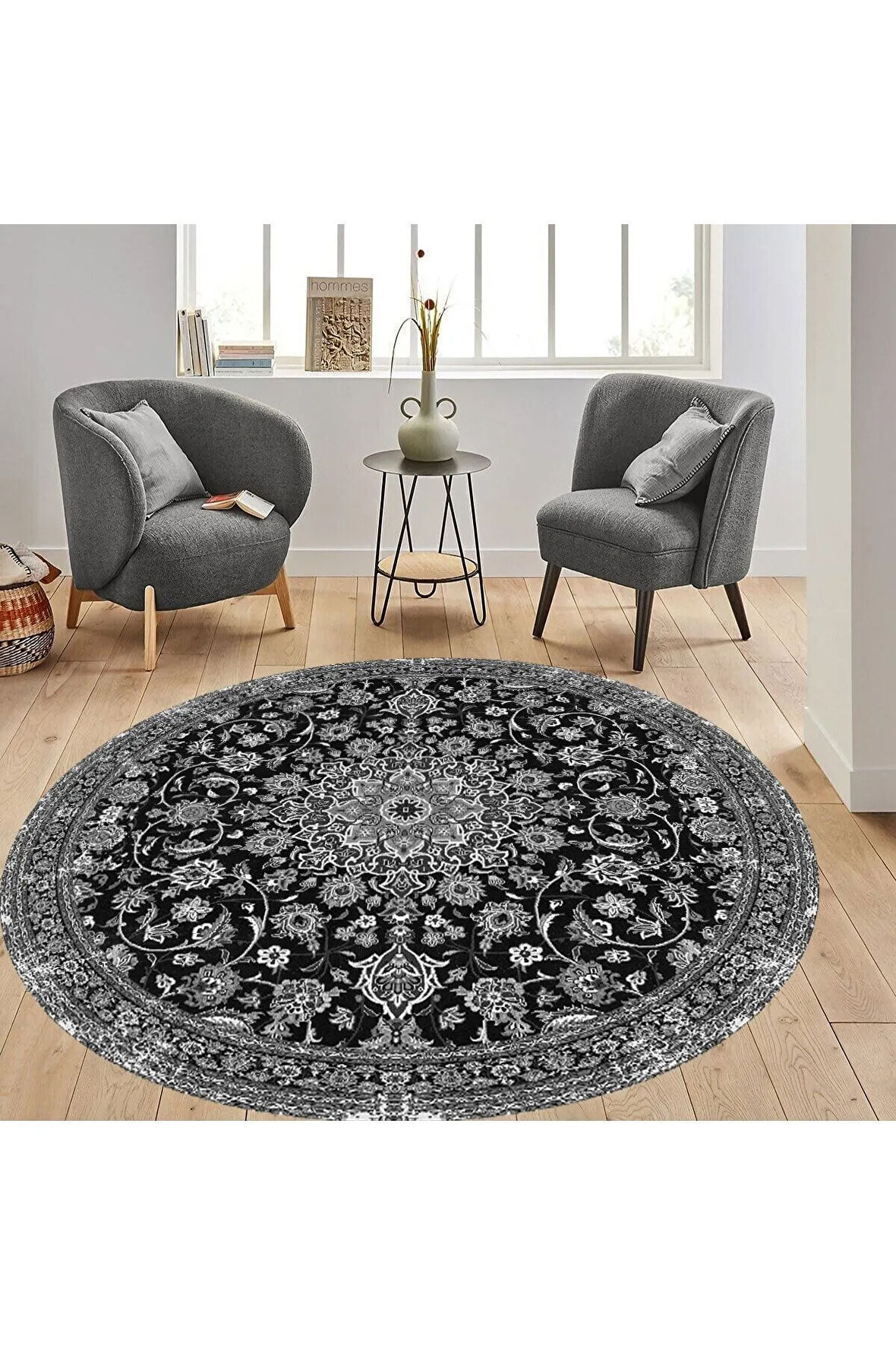 Dijital Baskı Yıkanabilir Kaymaz Taban Yuvarlak Halı RVG7304-HT125