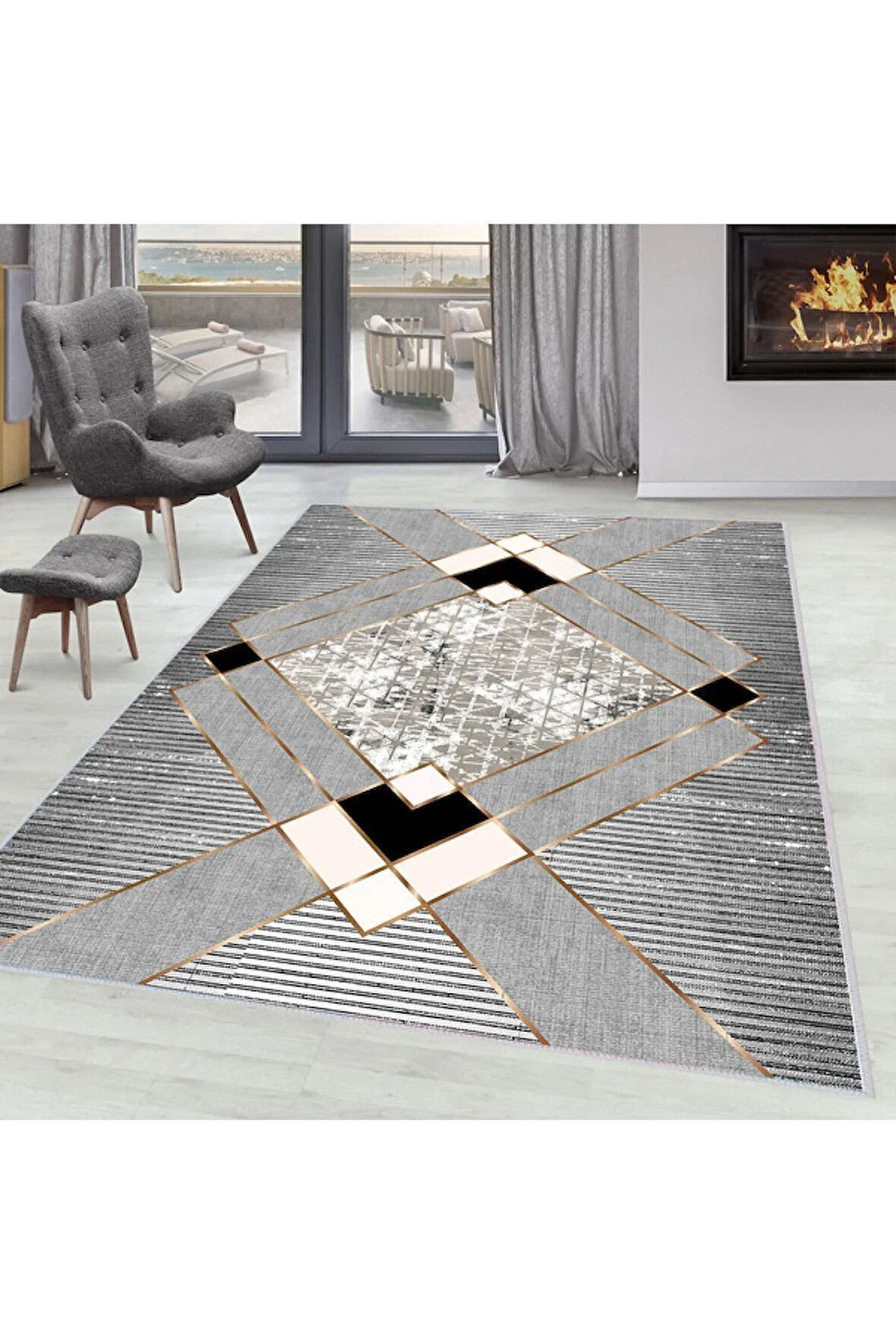 Dijital Baskı Yıkanabilir Kaymaz Taban Salon Halısı Ve Yolluk RVG0058-SD1181