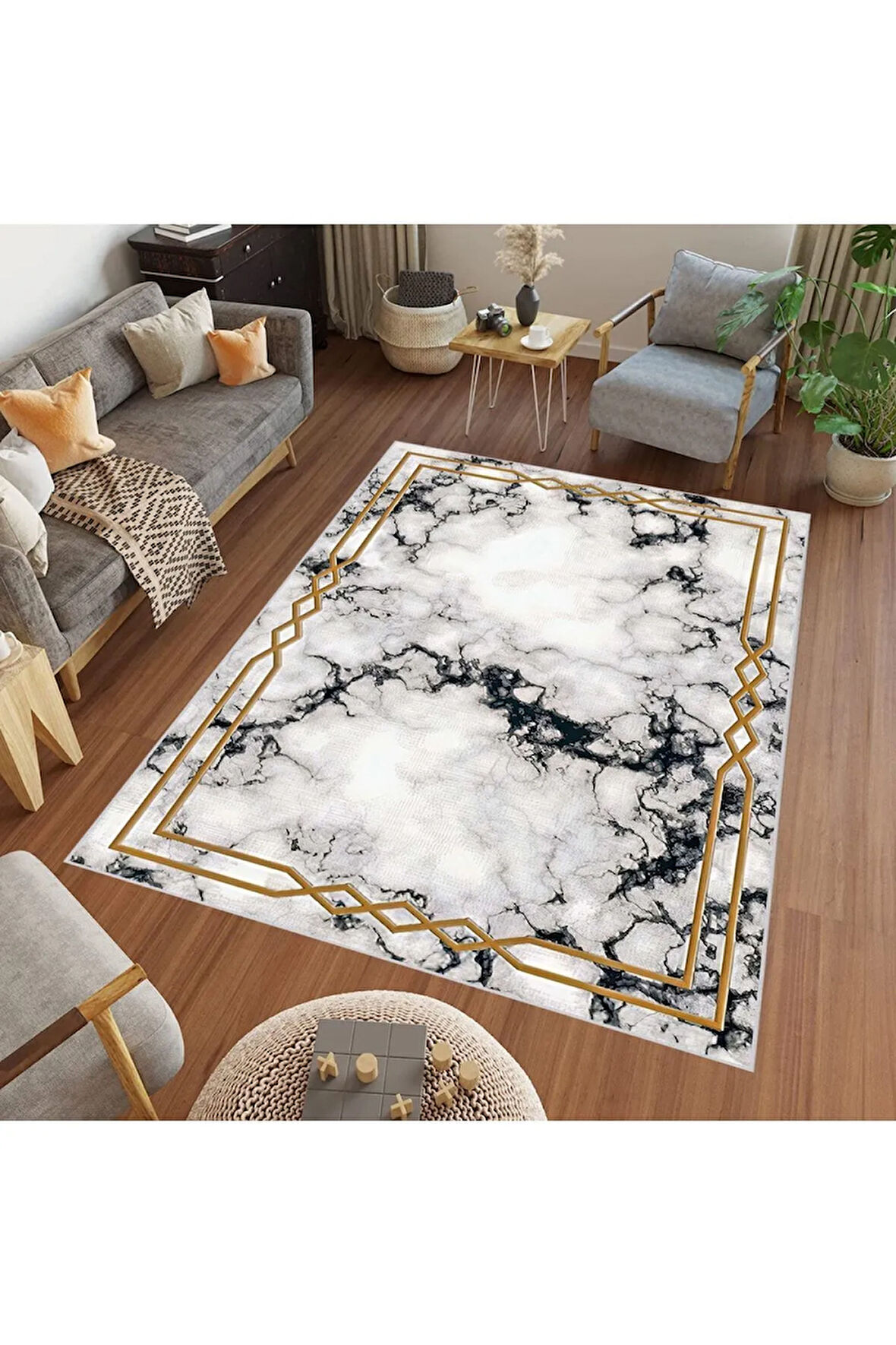 Dijital Baskı Yıkanabilir Kaymaz Taban Salon Halısı Ve Yolluk RVG0459