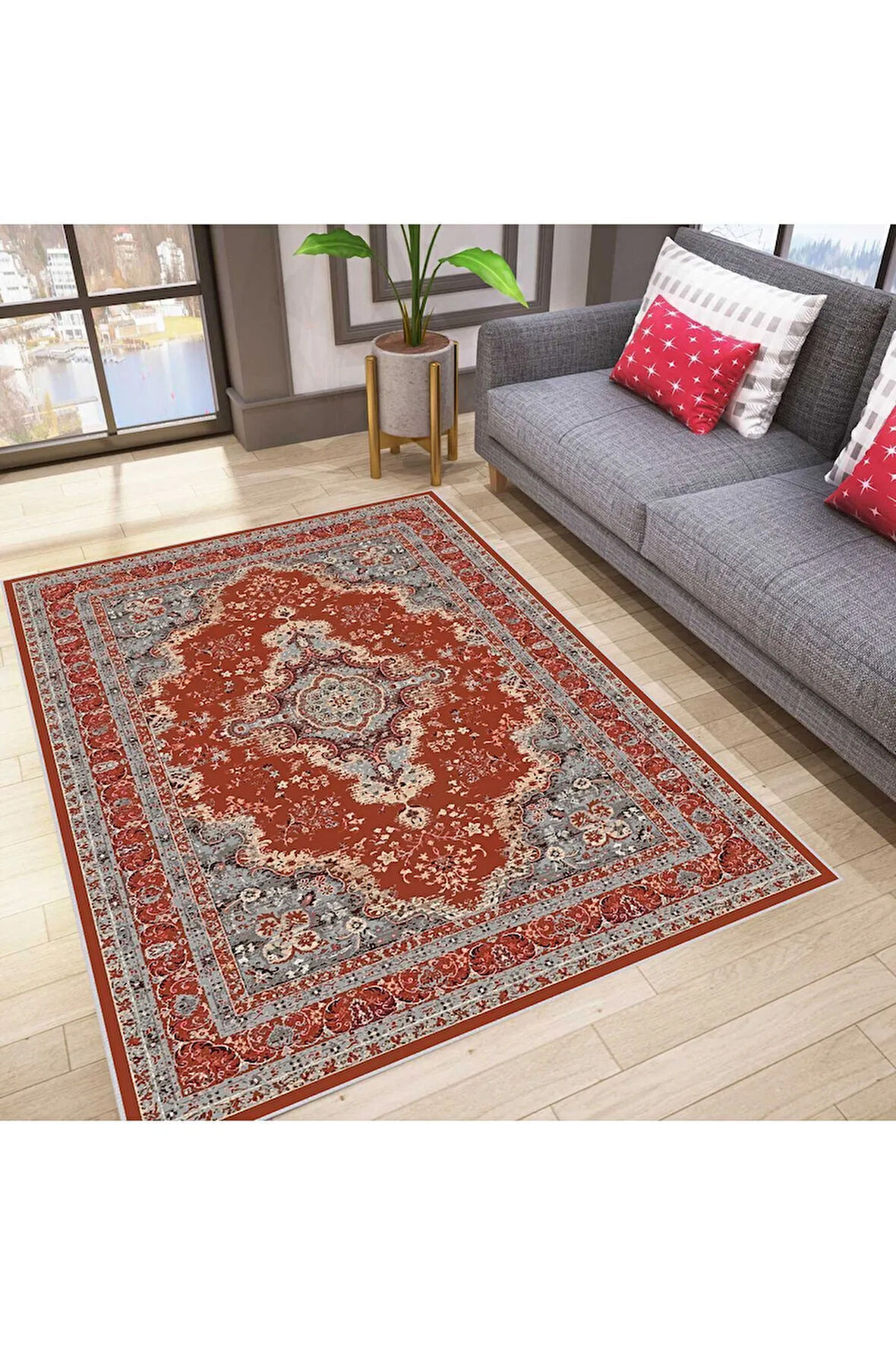 Dijital Baskı Yıkanabilir Kaymaz Taban Salon Halısı Ve Yolluk RVG0784