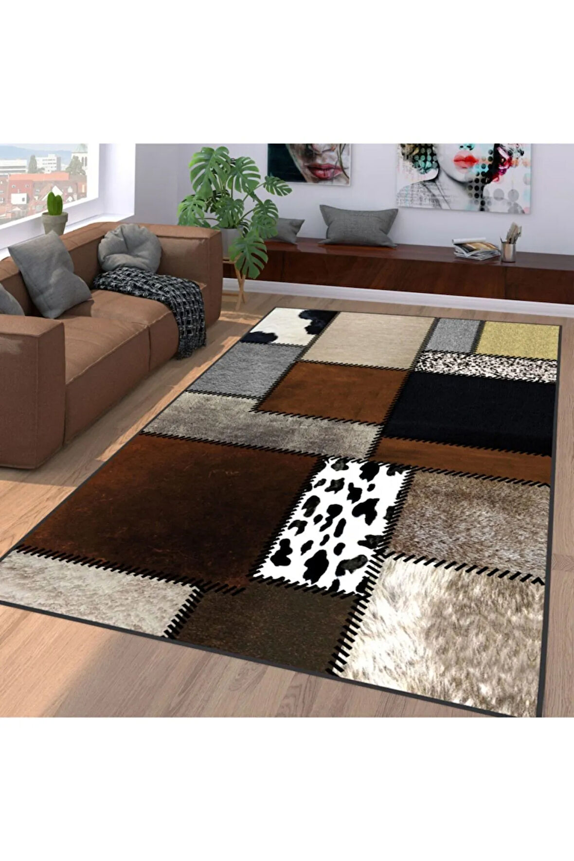 Dijital Baskı Yıkanabilir Kaymaz Taban Salon Halısı Ve Yolluk RVG1074