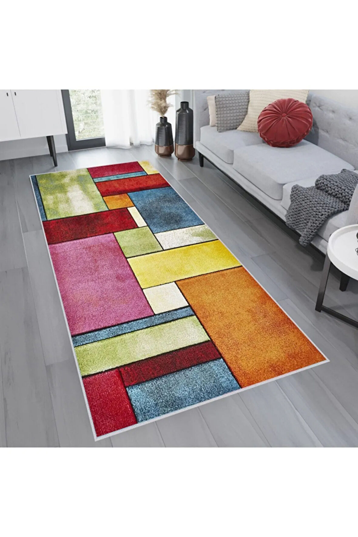 Dijital Baskı Yıkanabilir Kaymaz Taban Salon Halısı Ve Yolluk RVG1086