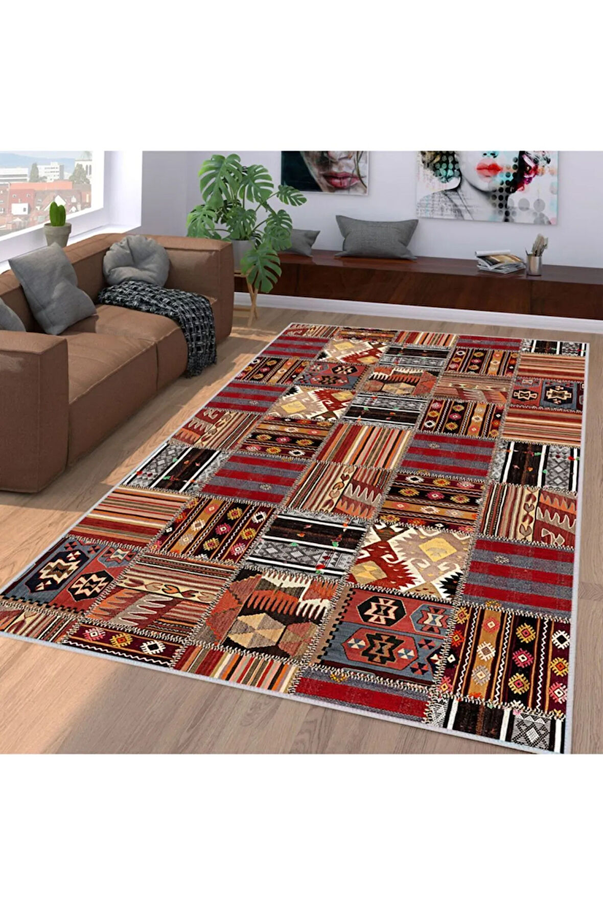 Dijital Baskı Yıkanabilir Kaymaz Taban Salon Halısı Ve Yolluk RVG1092