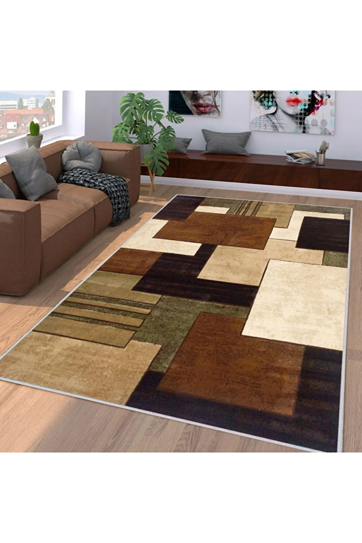 Dijital Baskı Yıkanabilir Kaymaz Taban Salon Halısı Ve Yolluk RVG1093