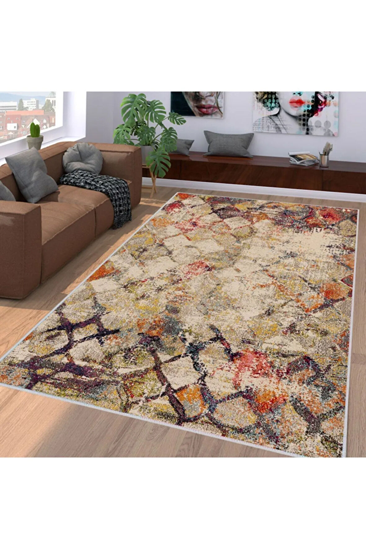 Dijital Baskı Yıkanabilir Kaymaz Taban Salon Halısı Ve Yolluk RVG1107