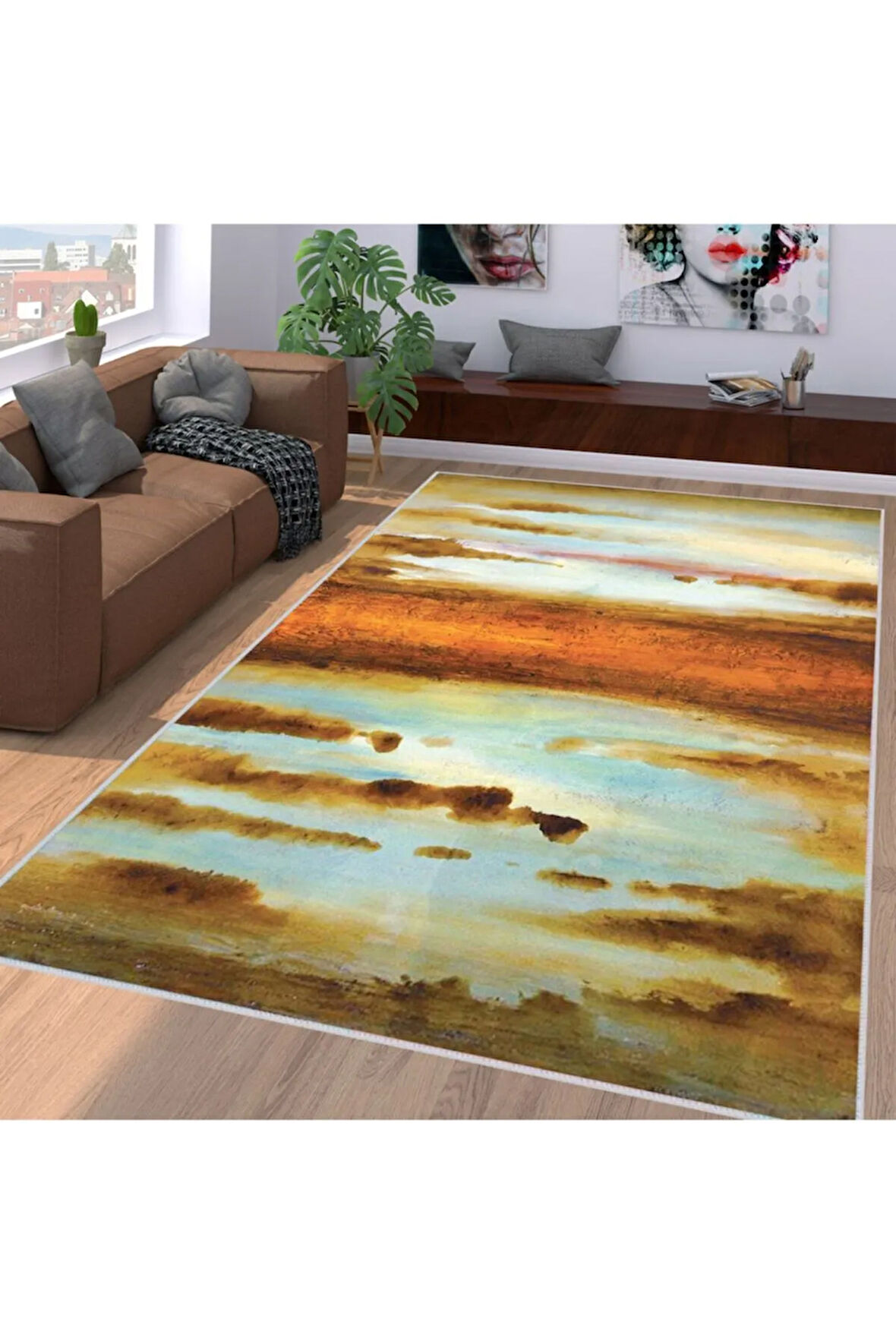 Dijital Baskı Yıkanabilir Kaymaz Taban Salon Halısı Ve Yolluk RVG1108