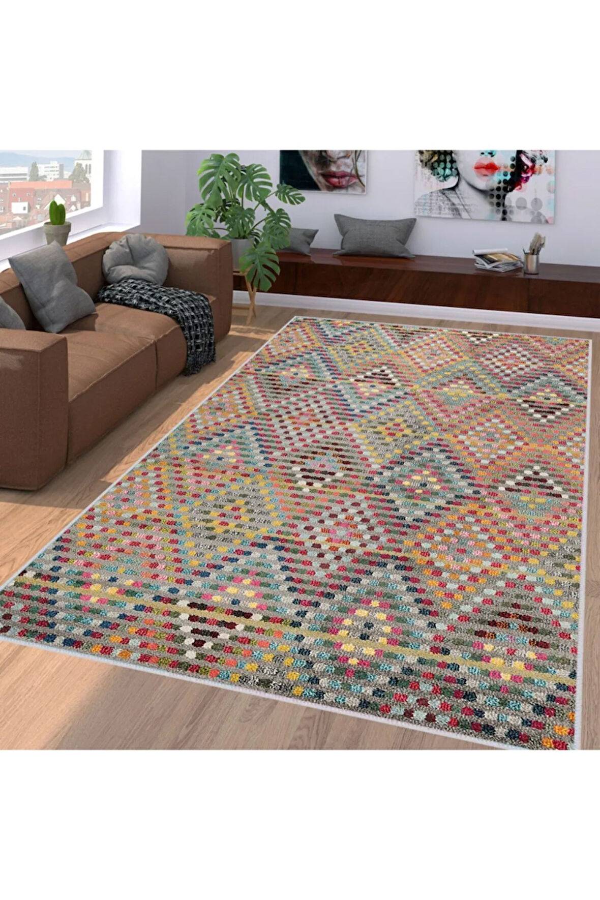 Dijital Baskı Yıkanabilir Kaymaz Taban Salon Halısı Ve Yolluk RVG1110