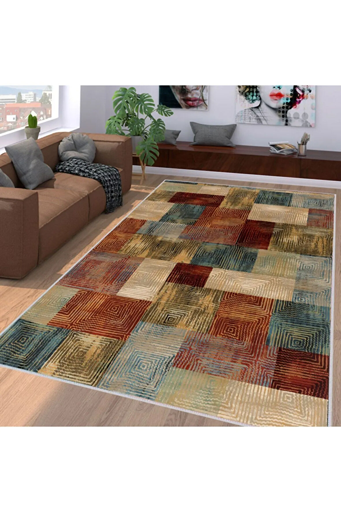 Dijital Baskı Yıkanabilir Kaymaz Taban Salon Halısı Ve Yolluk RVG1159