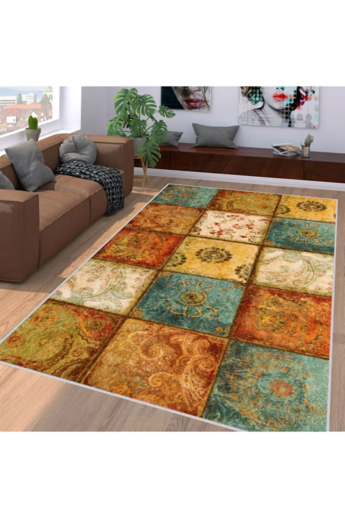 Dijital Baskı Yıkanabilir Kaymaz Taban Salon Halısı Ve Yolluk RVG1196