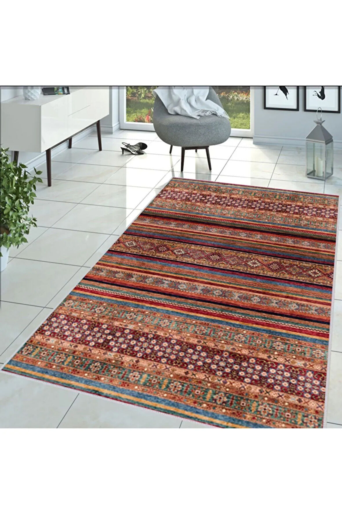 Dijital Baskı Yıkanabilir Kaymaz Taban Salon Halısı Ve Yolluk RVG1391-HT649