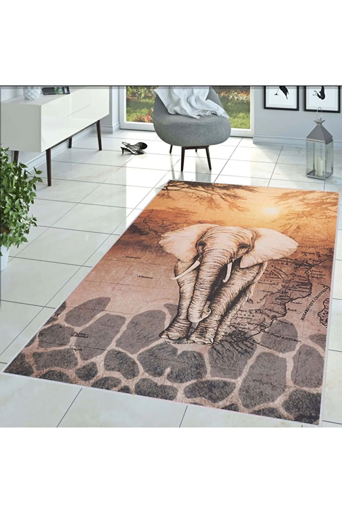 Dijital Baskı Yıkanabilir Kaymaz Taban Salon Halısı Ve Yolluk RVG1440