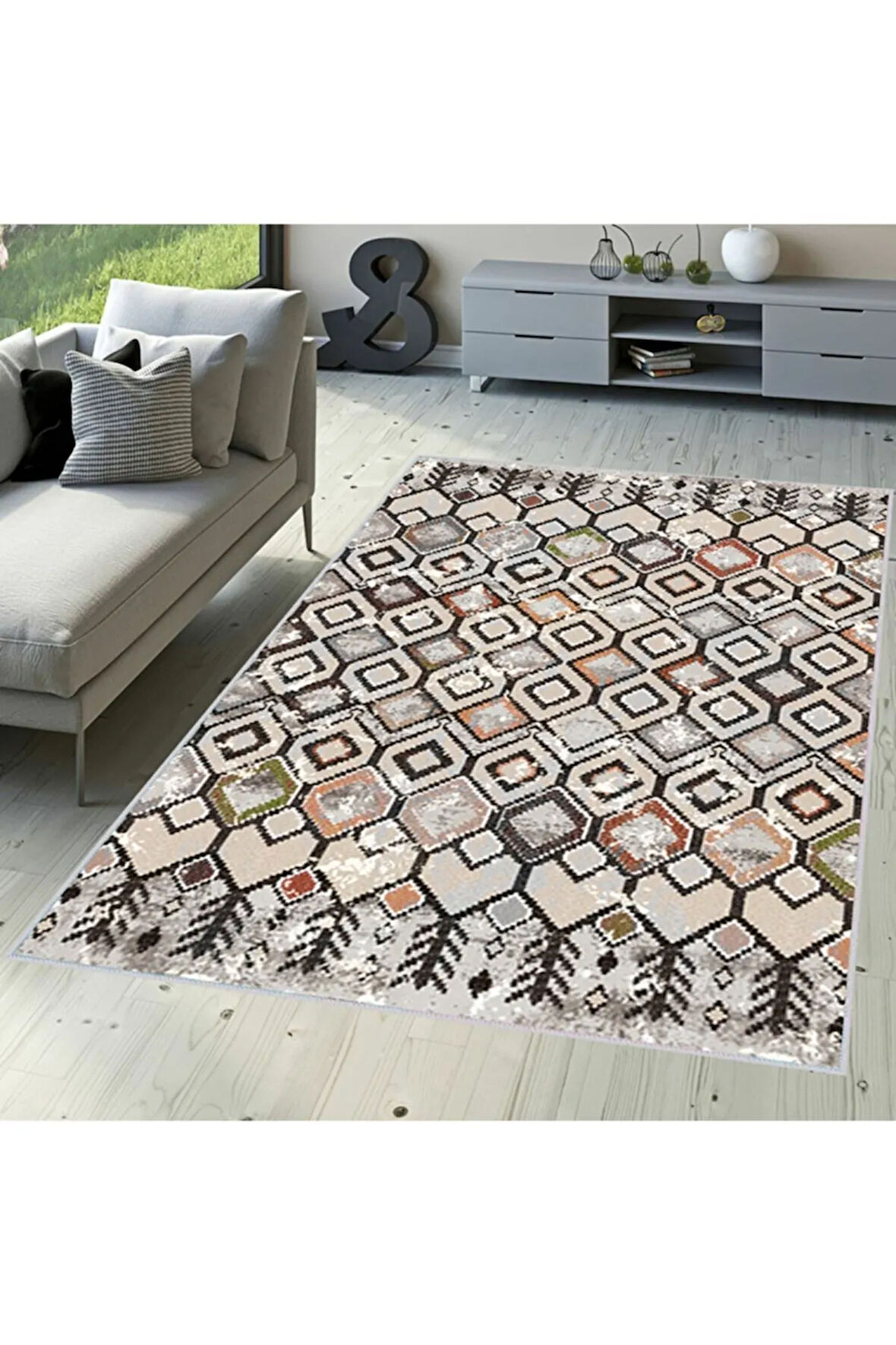 Dijital Baskı Yıkanabilir Kaymaz Taban Salon Halısı Ve Yolluk RVG1524-HT578